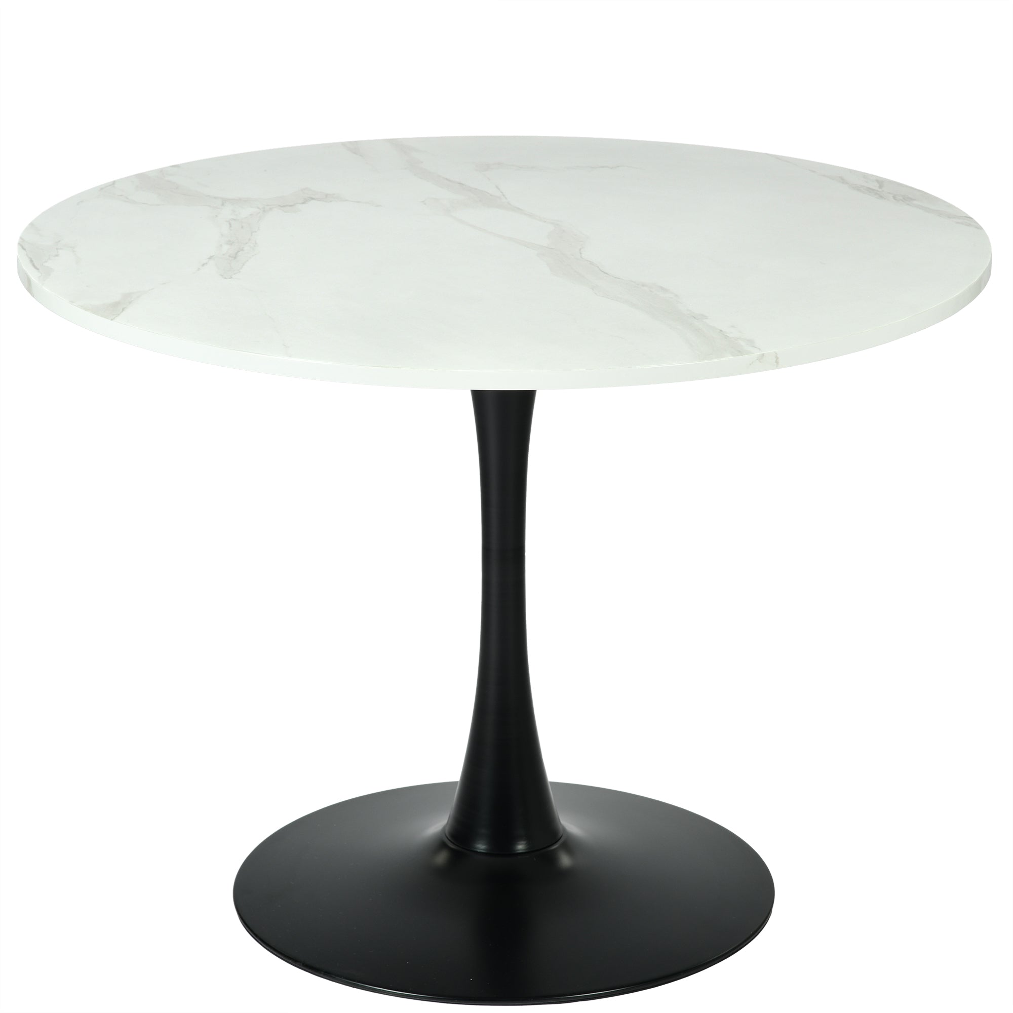 Homy Casa Clift 3PC Dining Set 39.4” Square White Marble Table with 2 Mayfair Suede Brown Chairs, Black Base