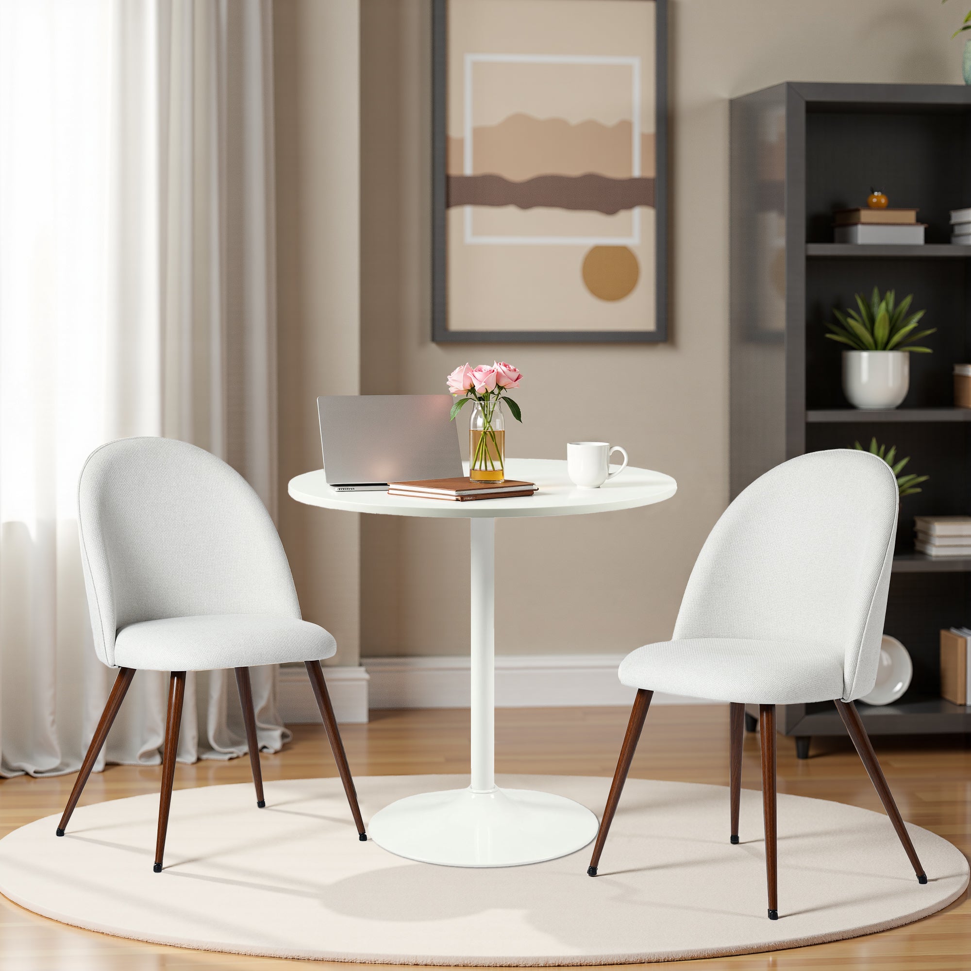 Clift 31.5” Round Dining Table with Metal Base – Compact & Stylish Design