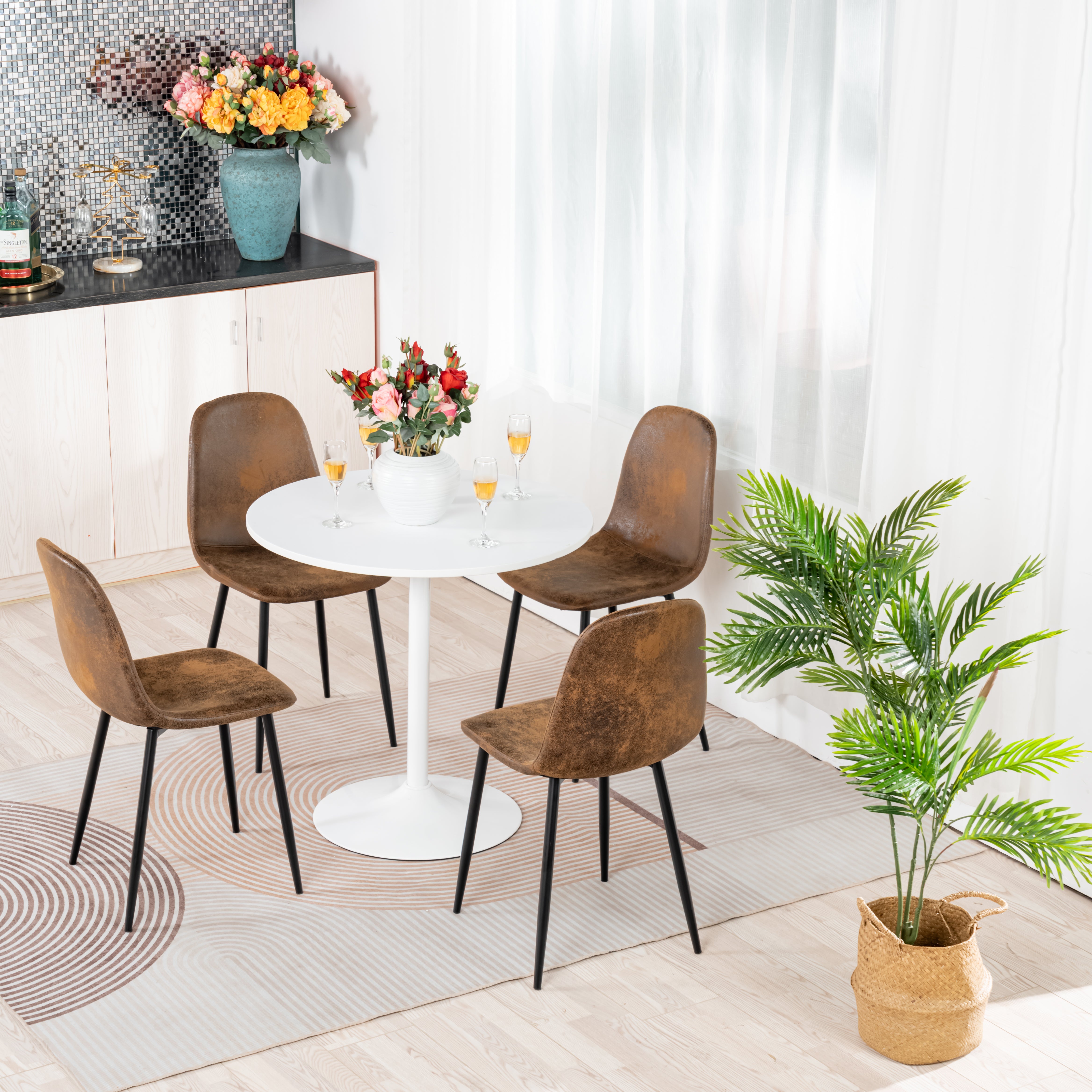 Homy Casa Clift NL 31.5” Round Dining Table Matte White Iron Base Open Box