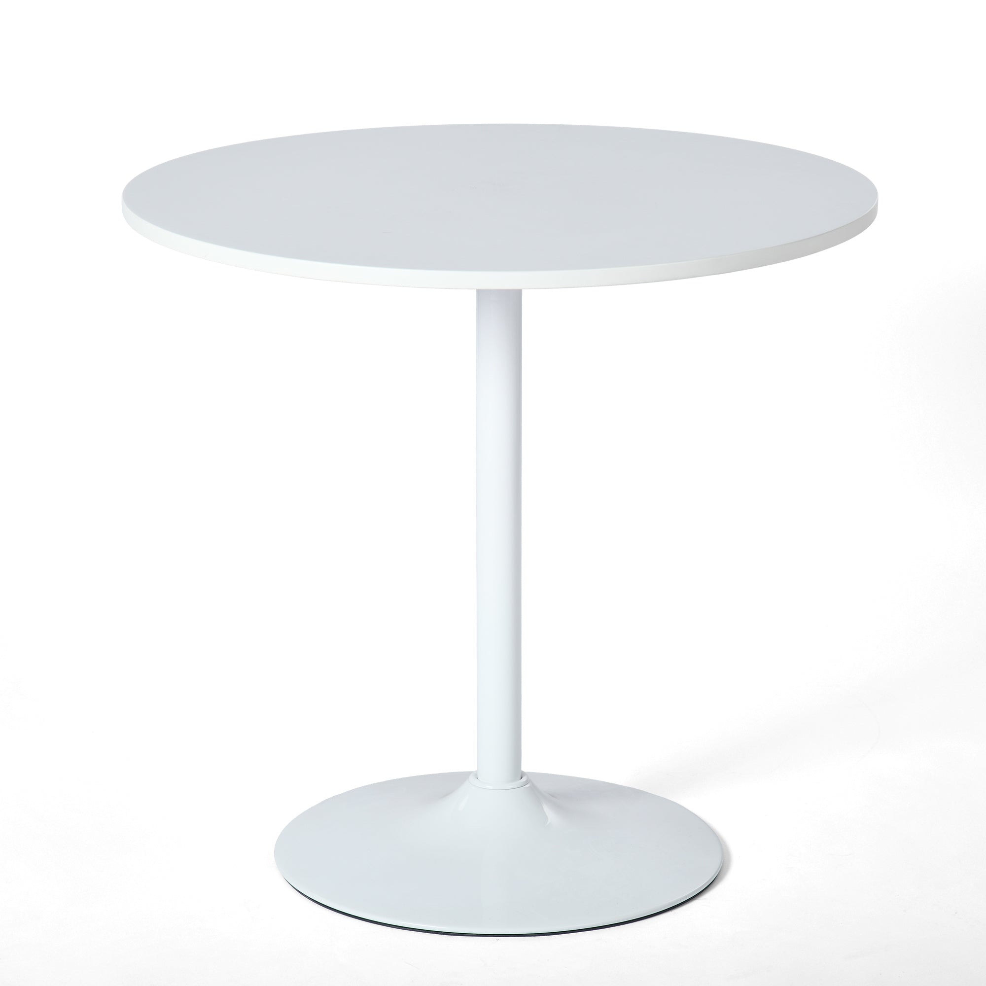 Homy Casa CLIFT+MAYFAIR 3PC Dining Set 31.5” Round White Table with 2 MAYFAIR Beige Upholstered Chairs Open Box
