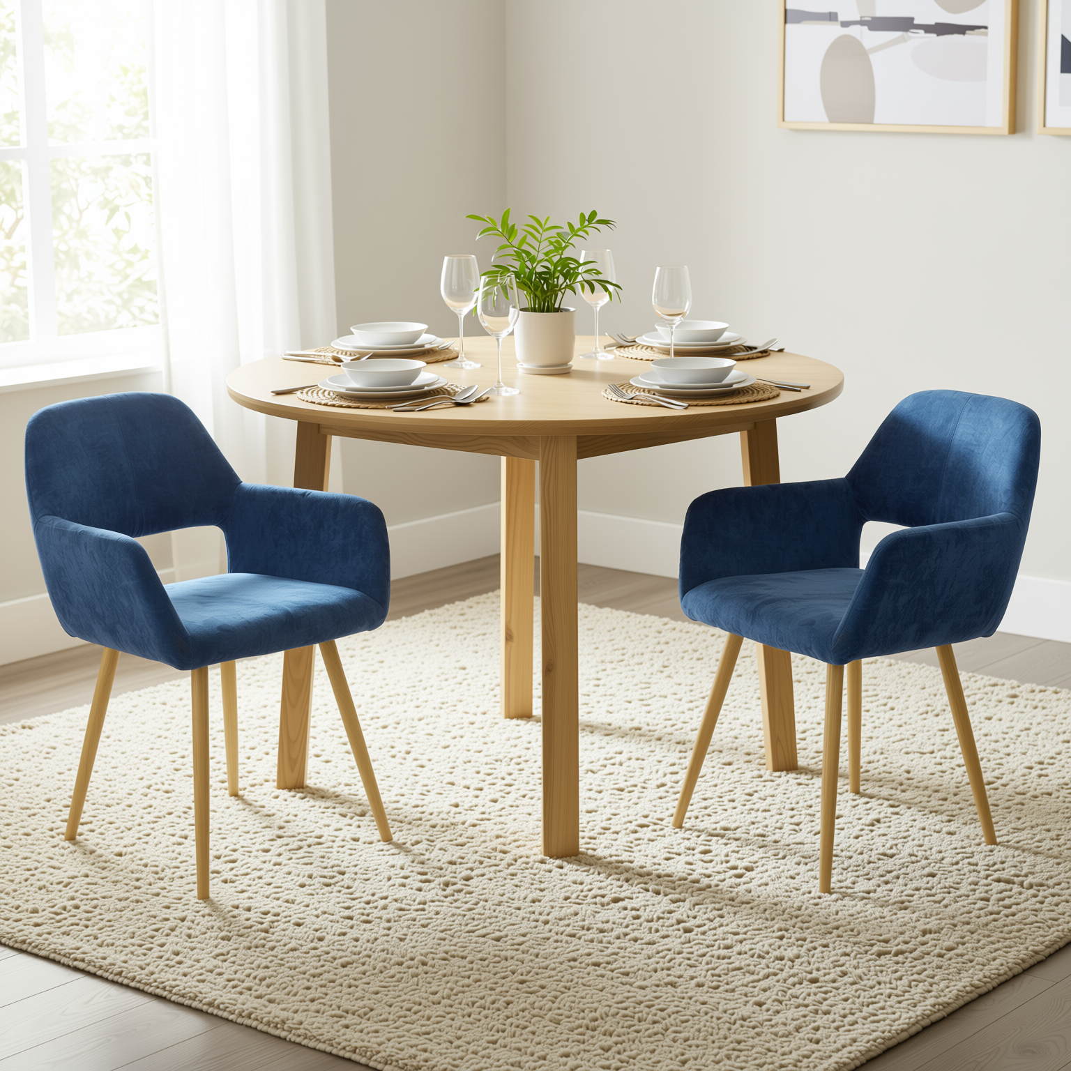 Homy Casa Cromwell Scandinavian Fabric Dining Chairs (Set of 2)