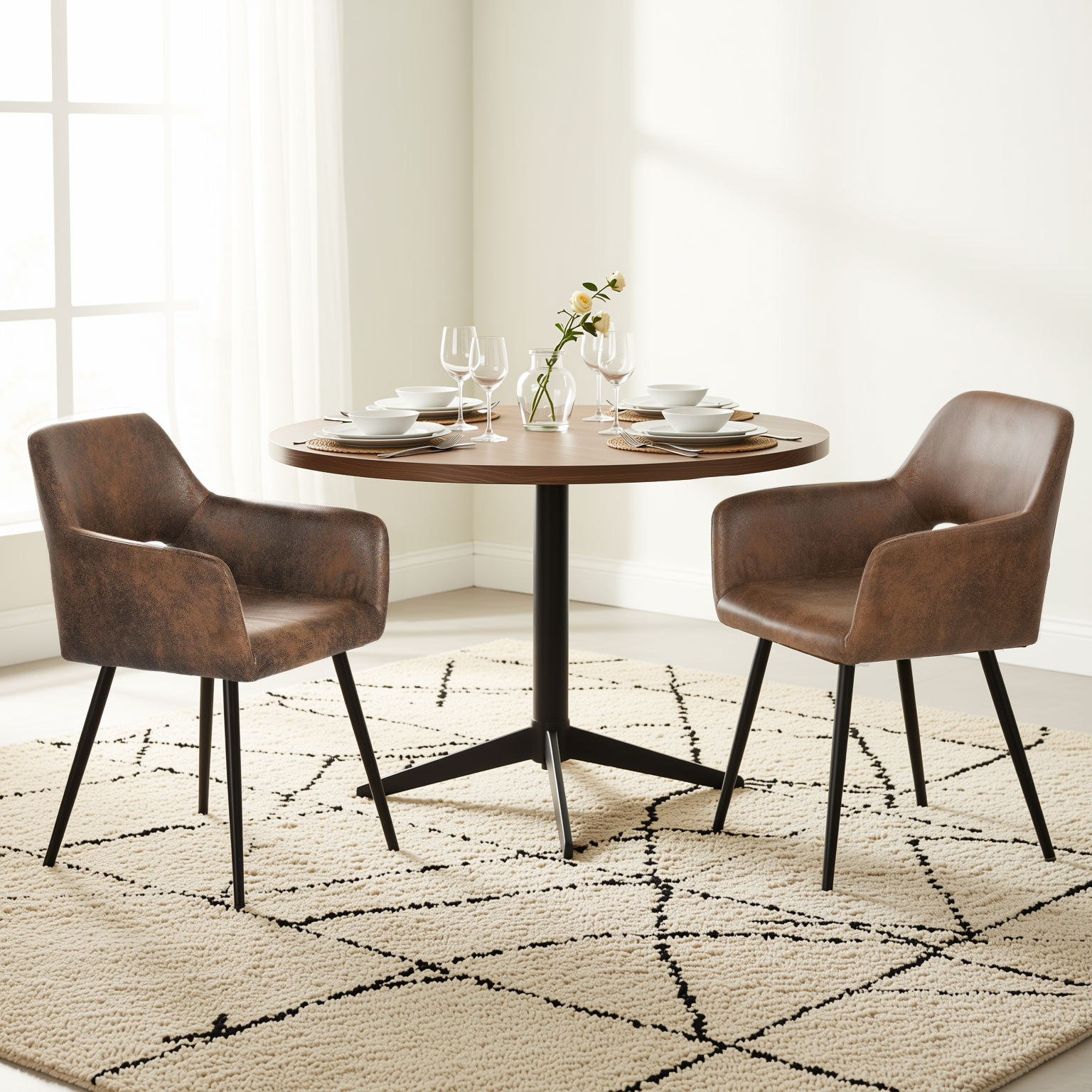 Homy Casa Cromwell Scandinavian Fabric Dining Chairs (Set of 2)