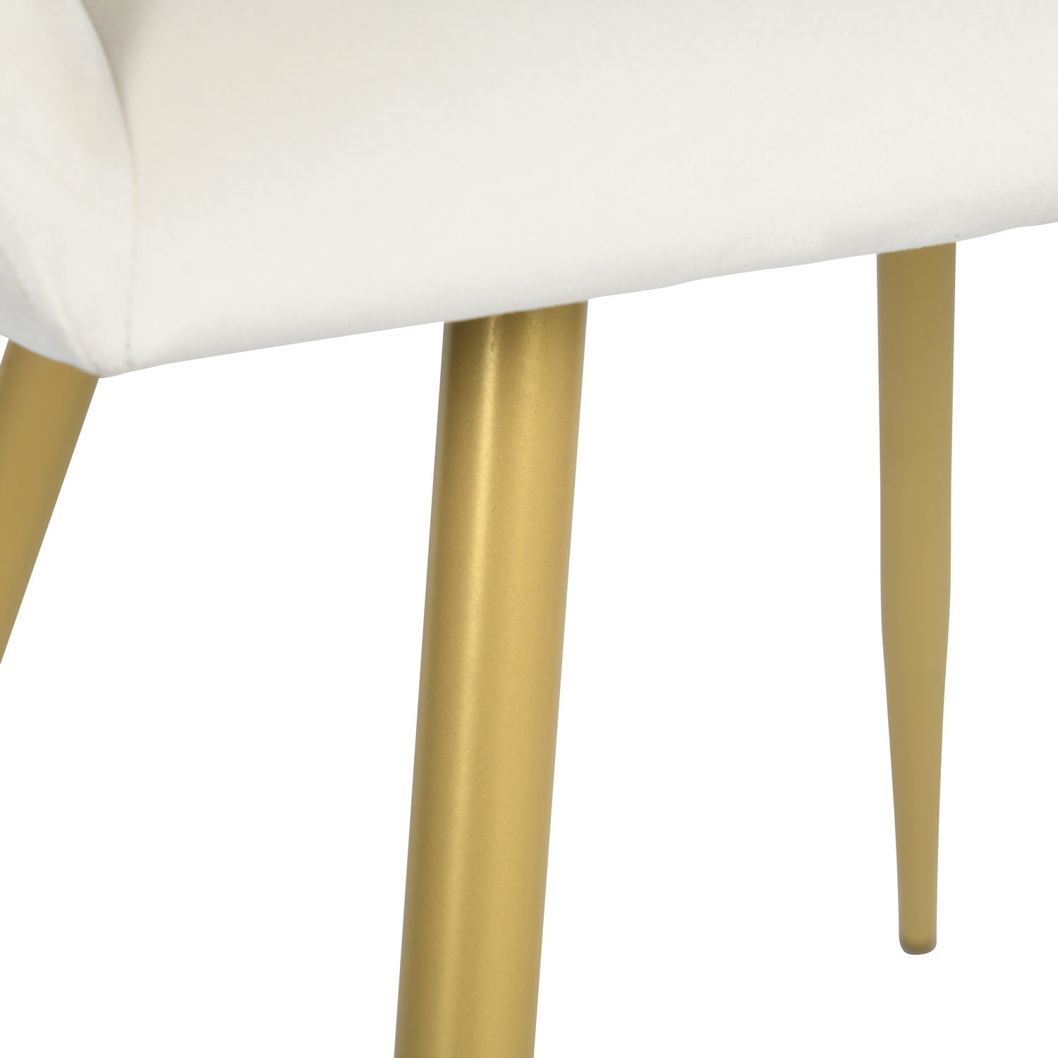 Homy Casa CRW Velvet Dining Chair with Gold Metal Legs, Ivory Beige, Open Box