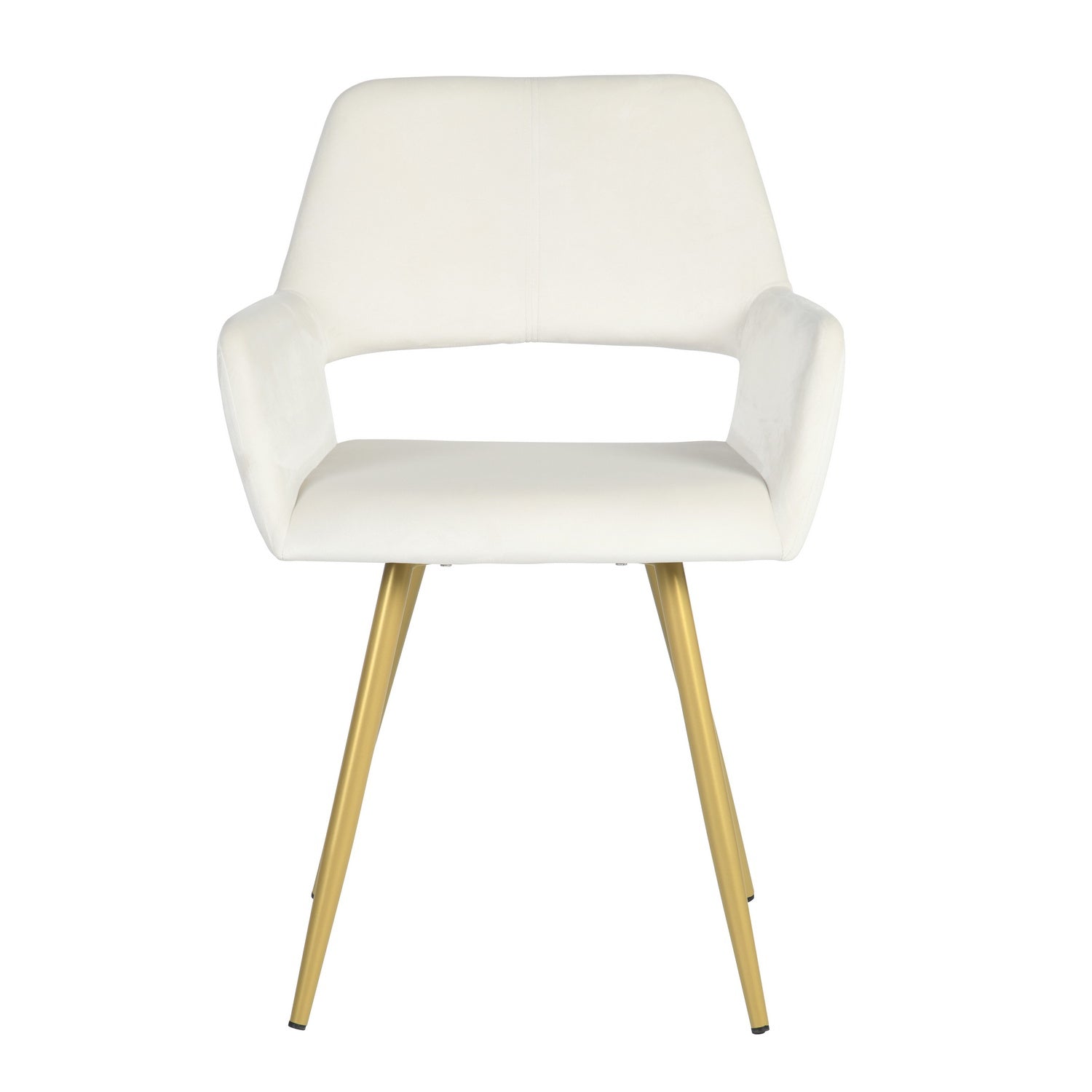 Homy Casa CRW Velvet Dining Chair with Gold Metal Legs, Ivory Beige, Open Box