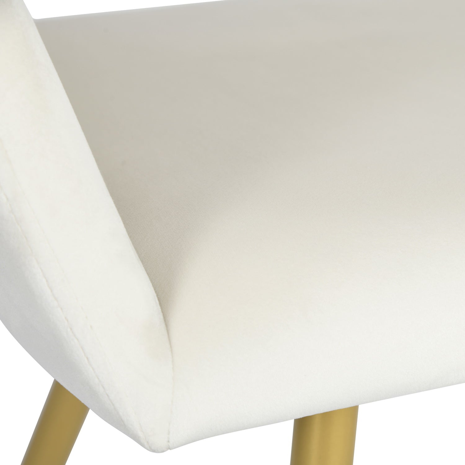 Homy Casa CRW Velvet Dining Chair with Gold Metal Legs, Ivory Beige, Open Box
