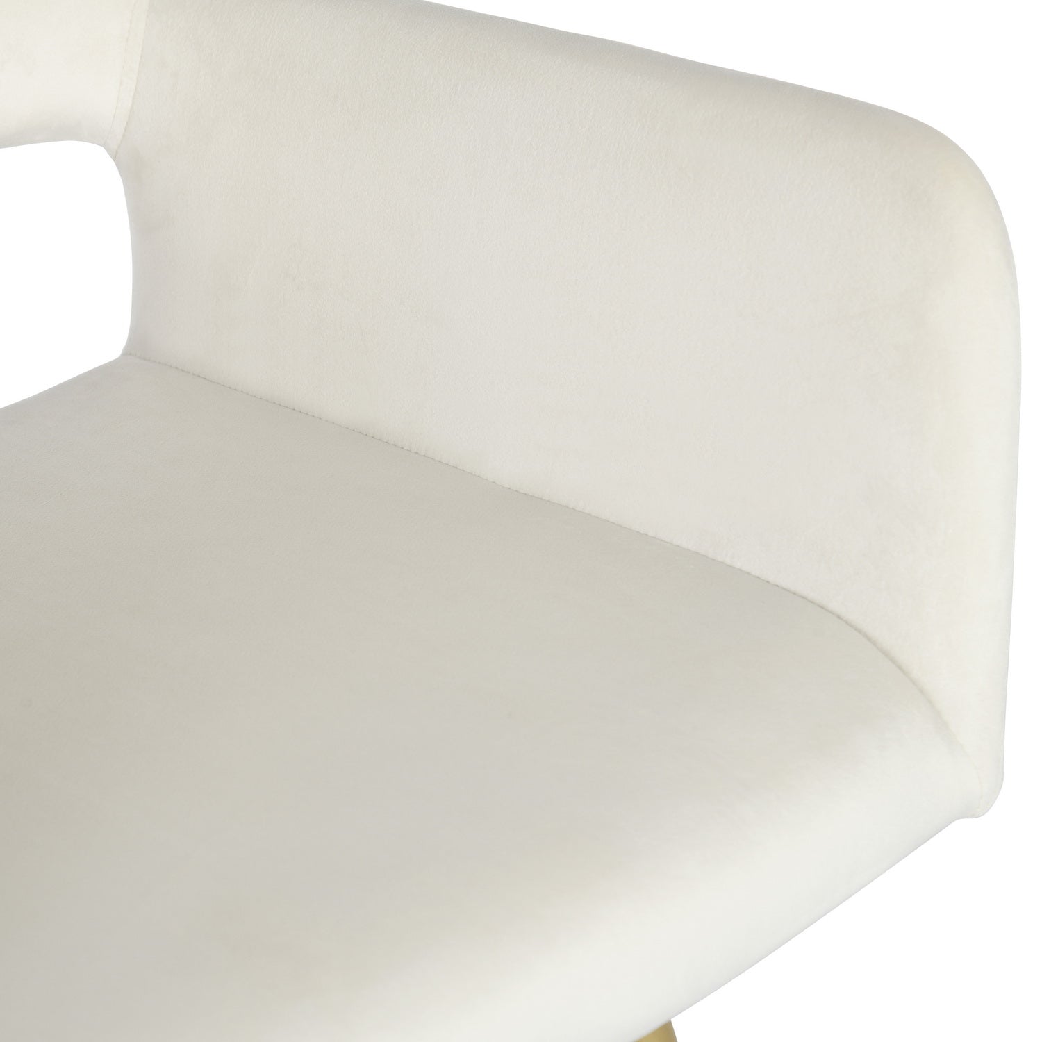 Homy Casa CRW Velvet Dining Chair with Gold Metal Legs, Ivory Beige, Open Box