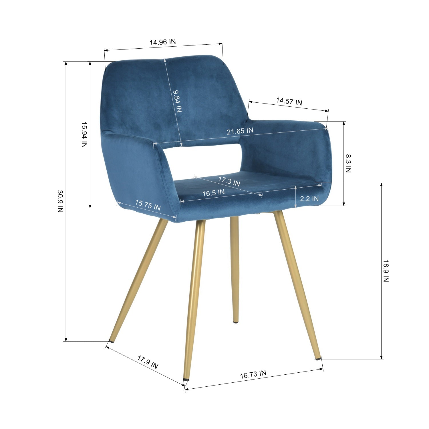 Homy Casa CRW-DC003 AGATE 2PCS Velvet Dining Chair for Kitchen and Dining Room Open Box