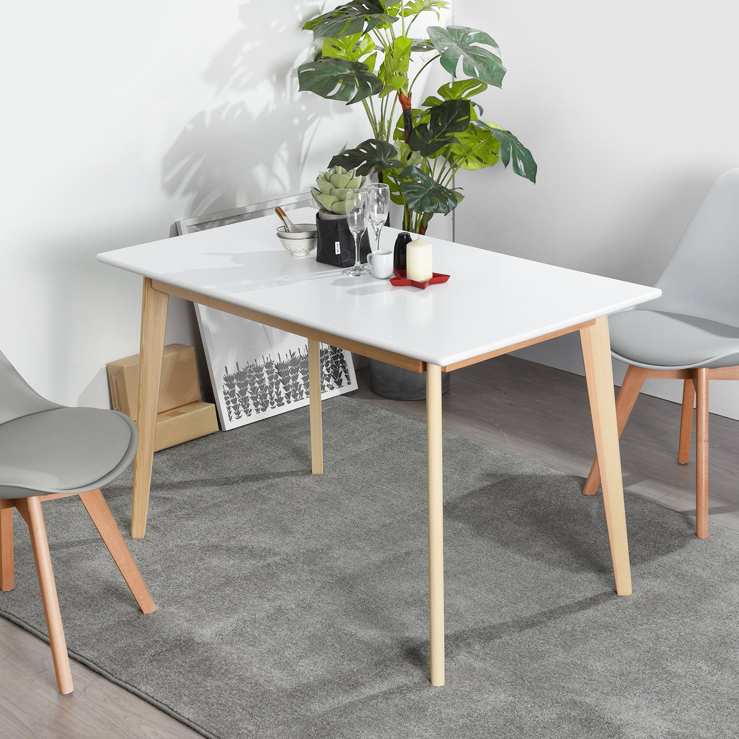 CURRENCY Mid-Century Modern Dining Table Solid legs-HomyCasa - HomyCasa