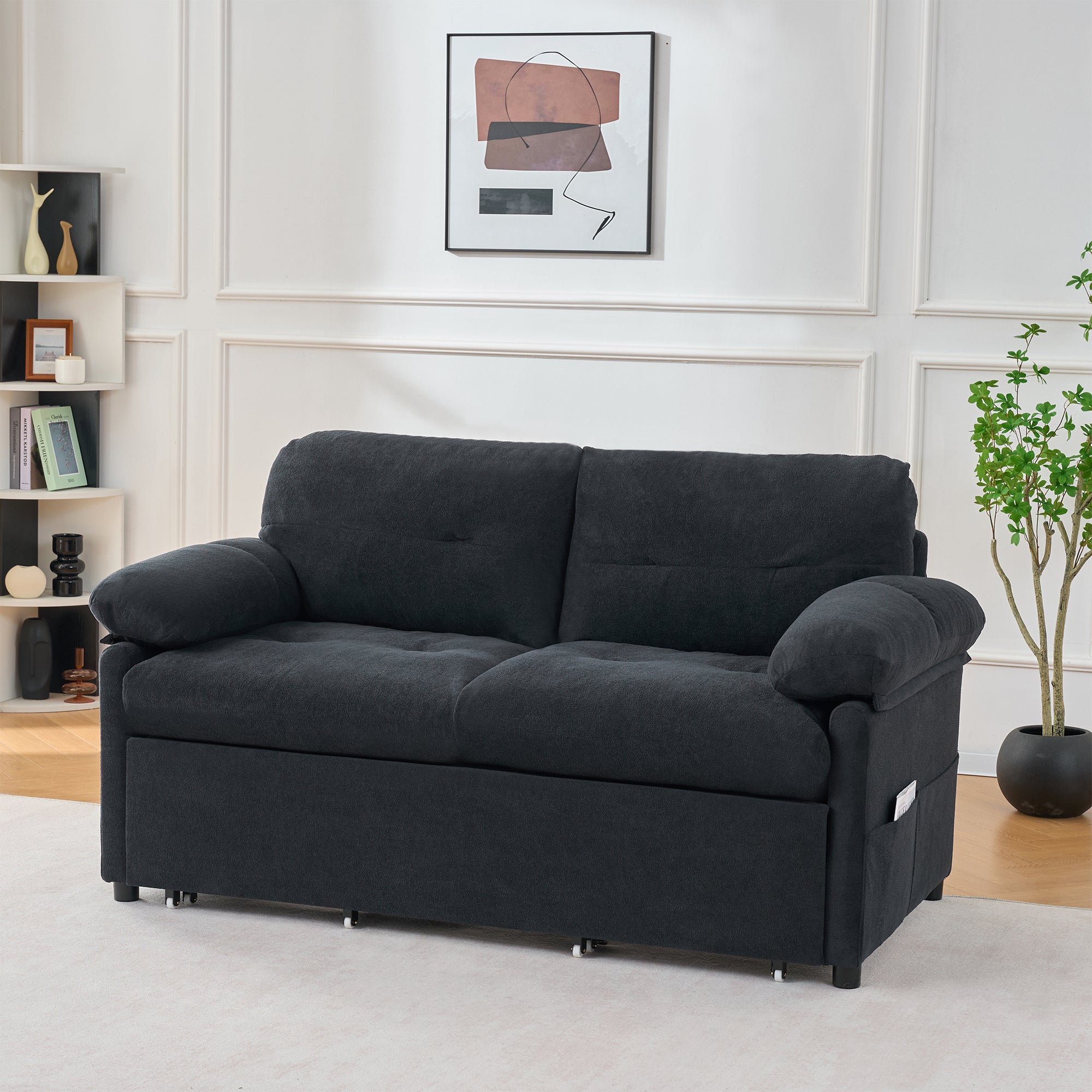 Camden 72" Modern Chenille Loveseat Sleeper Sofa Bed with Storage