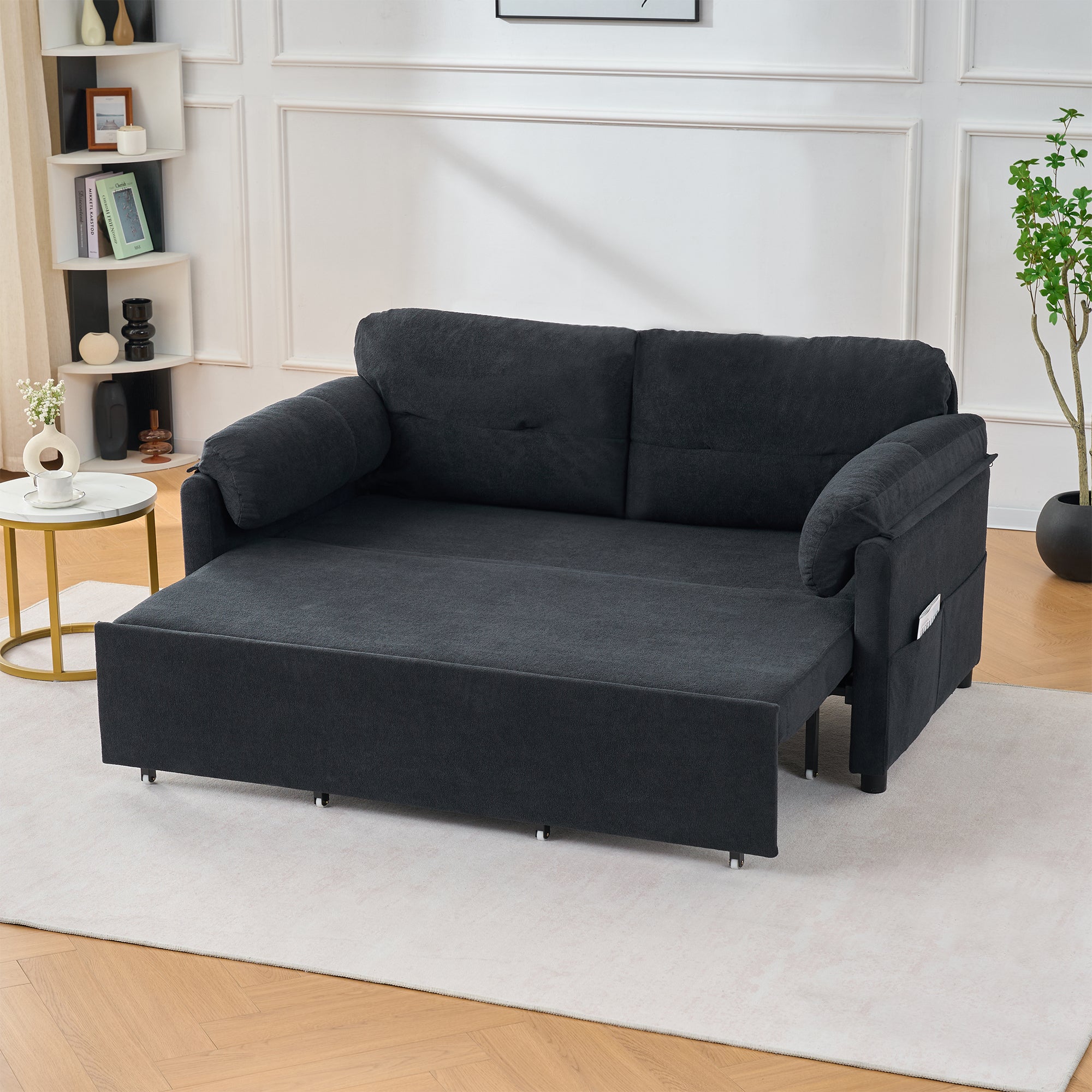 Camden 72" Modern Chenille Loveseat Sleeper Sofa Bed with Storage