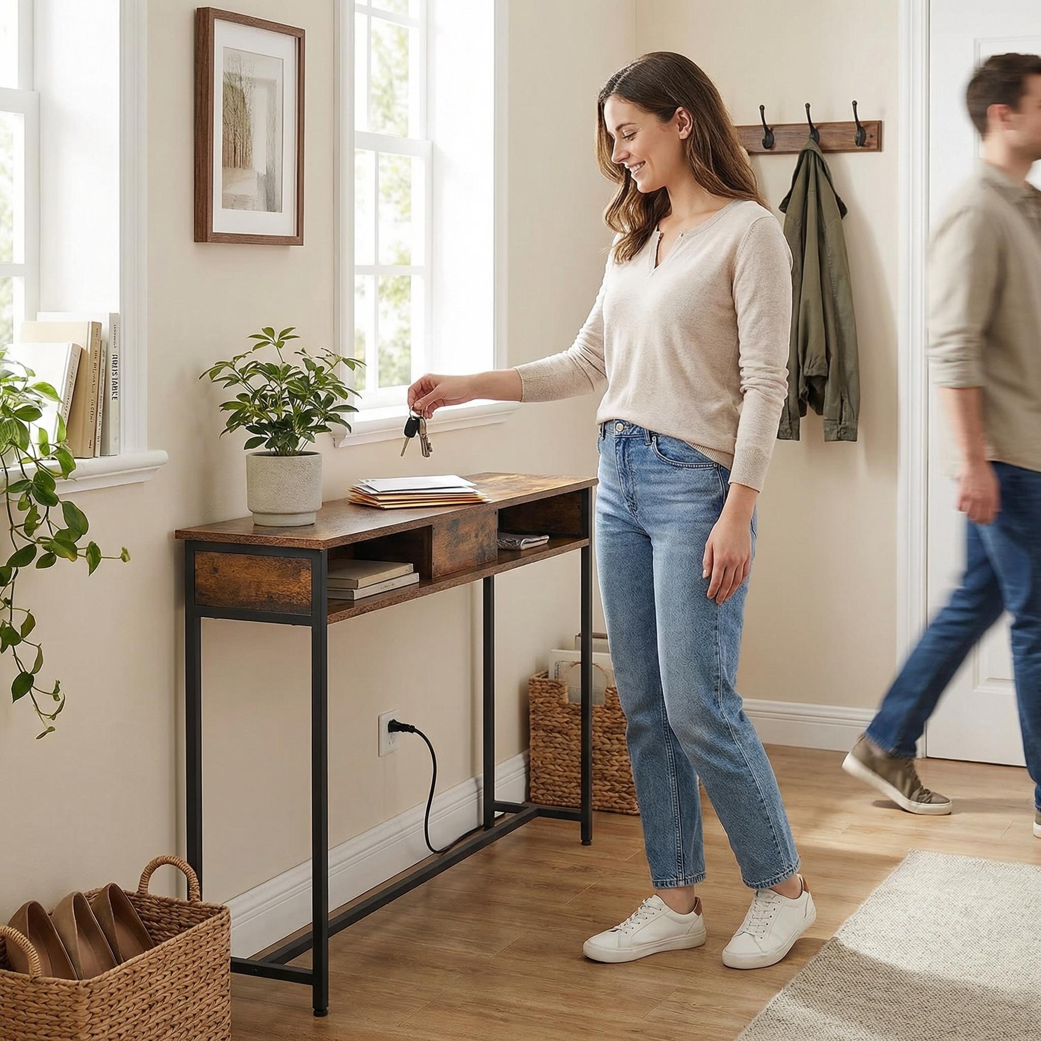 Caro US 47" Console Table Multi-Scenario Storage USB Charging