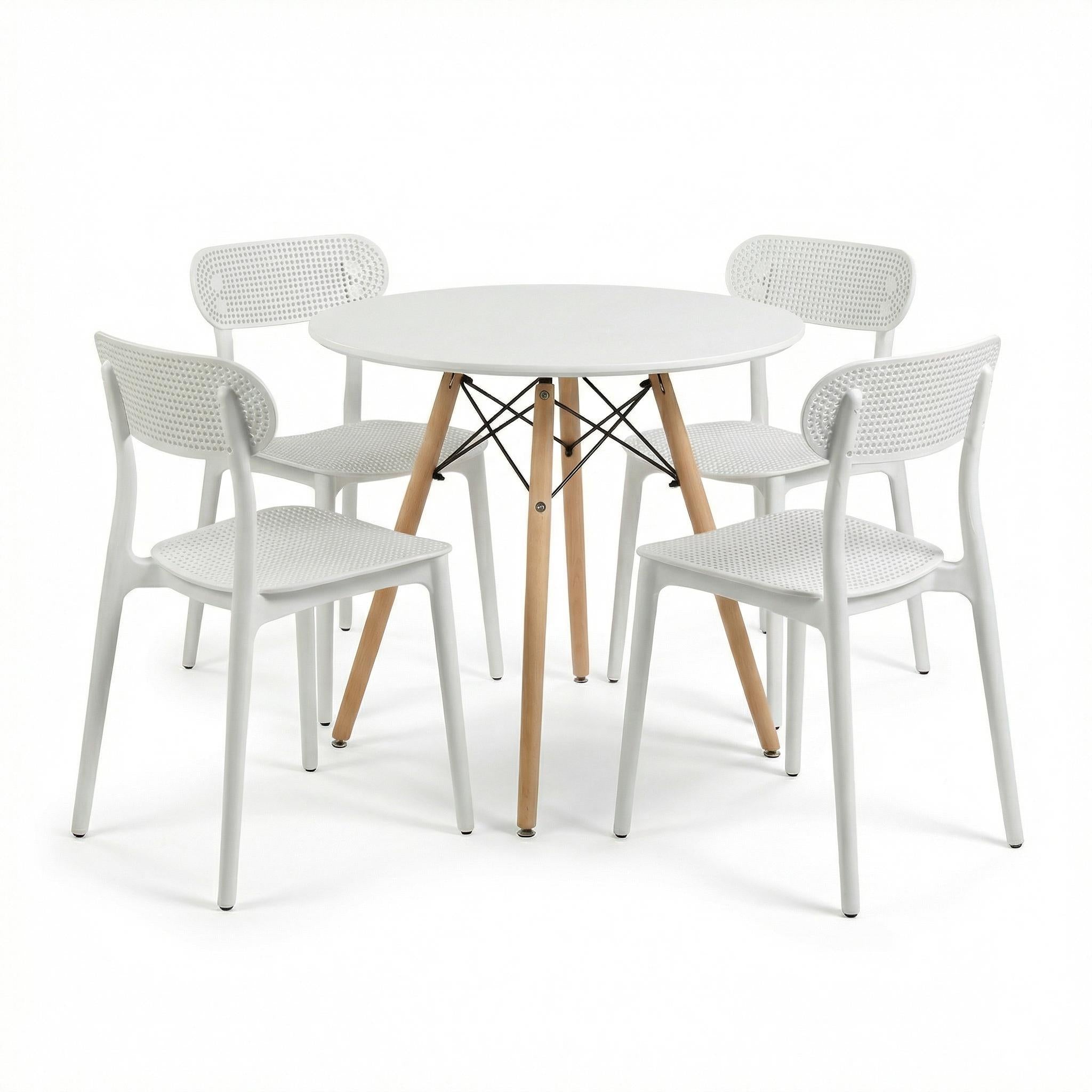 Homy Casa GADGETBLOKE 4PC Modern White Dining Chair, PP Material