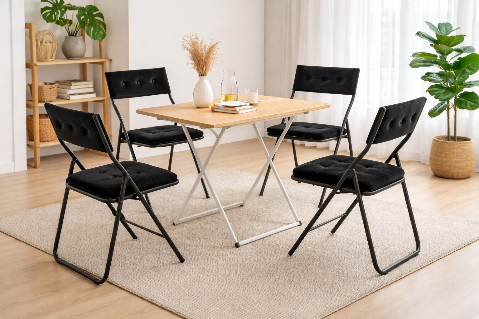 Qircuts Modern Fabric Folding Chair Set of 4