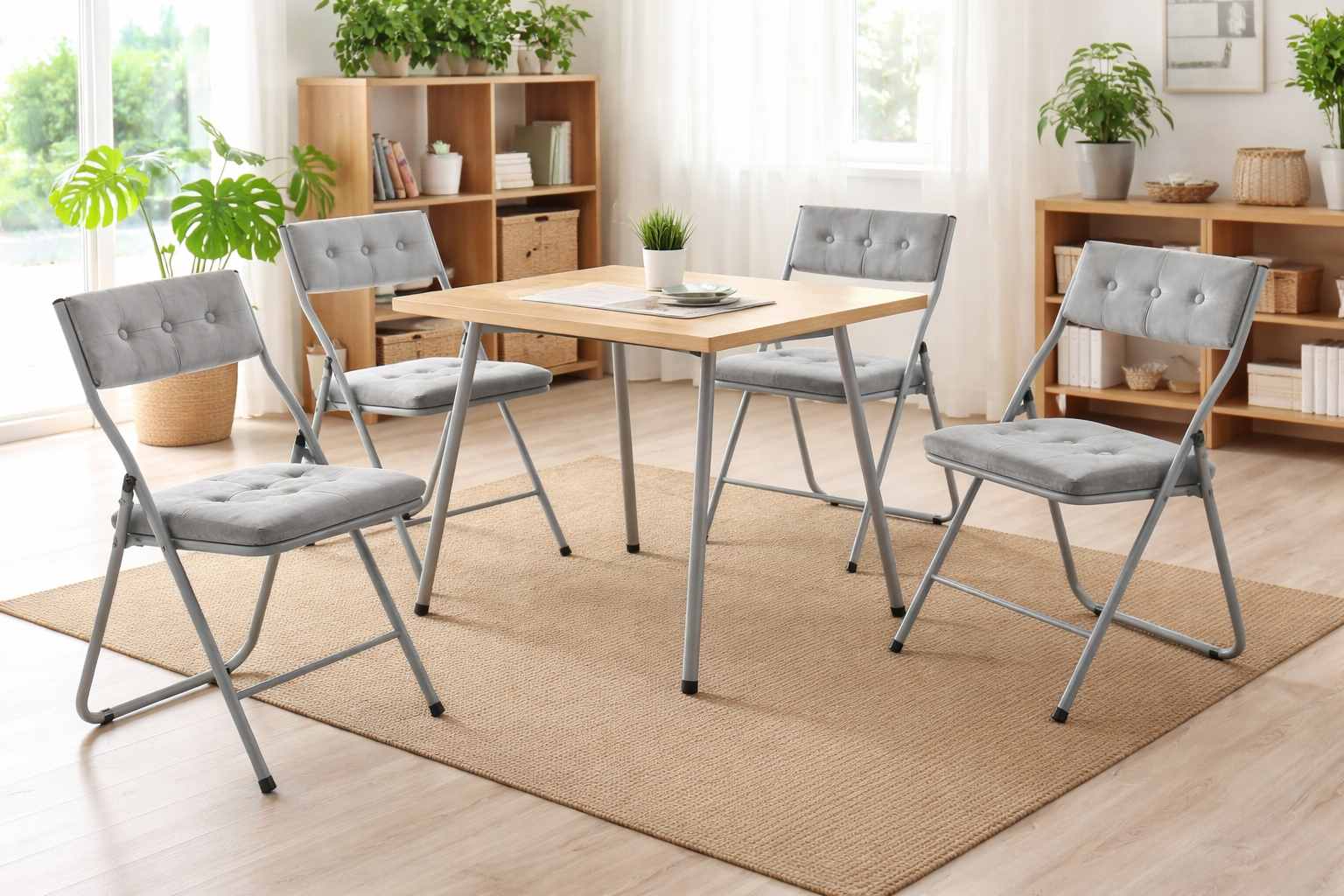 Qircuts Modern Fabric Folding Chair Set of 4