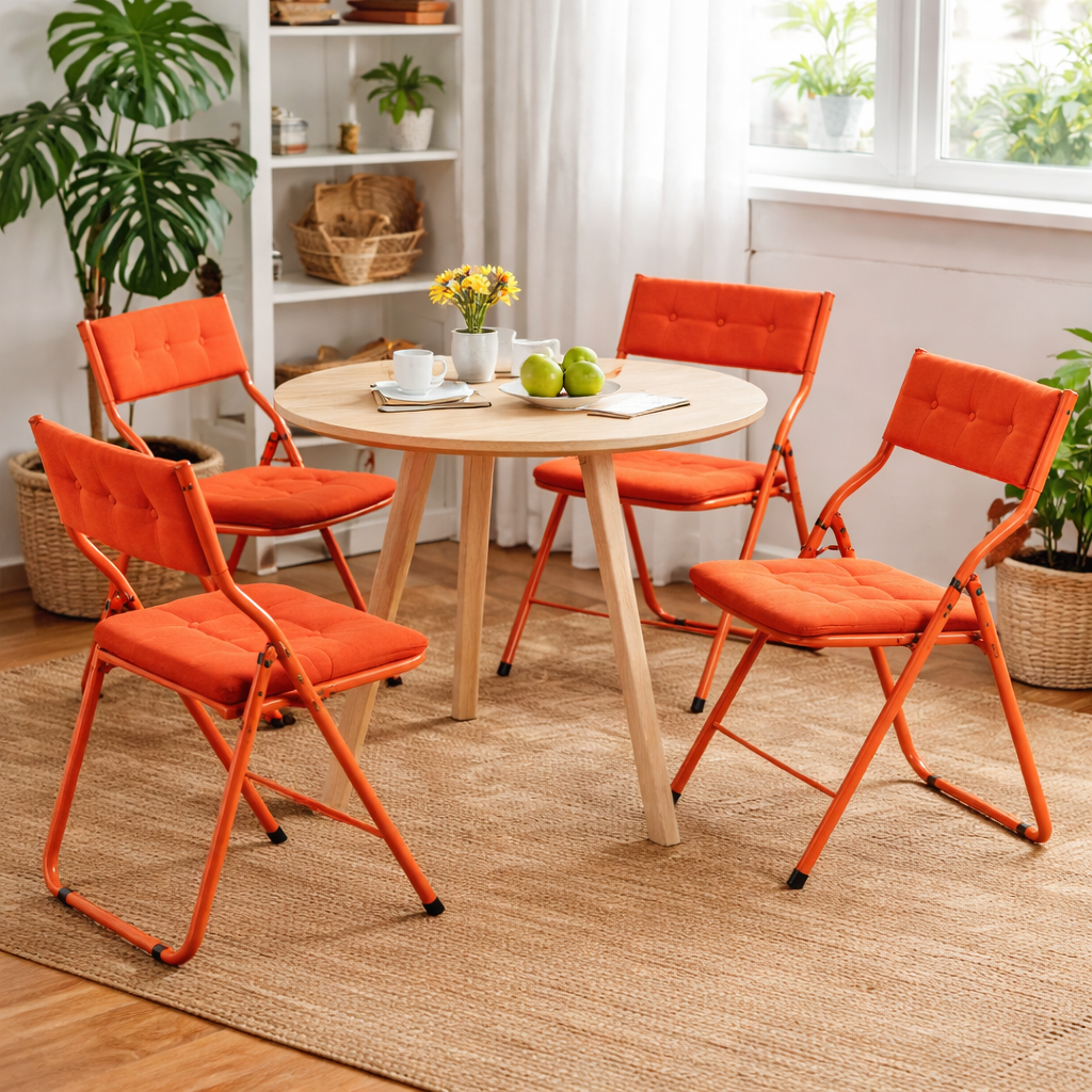 Qircuts Modern Fabric Folding Chair Set of 4