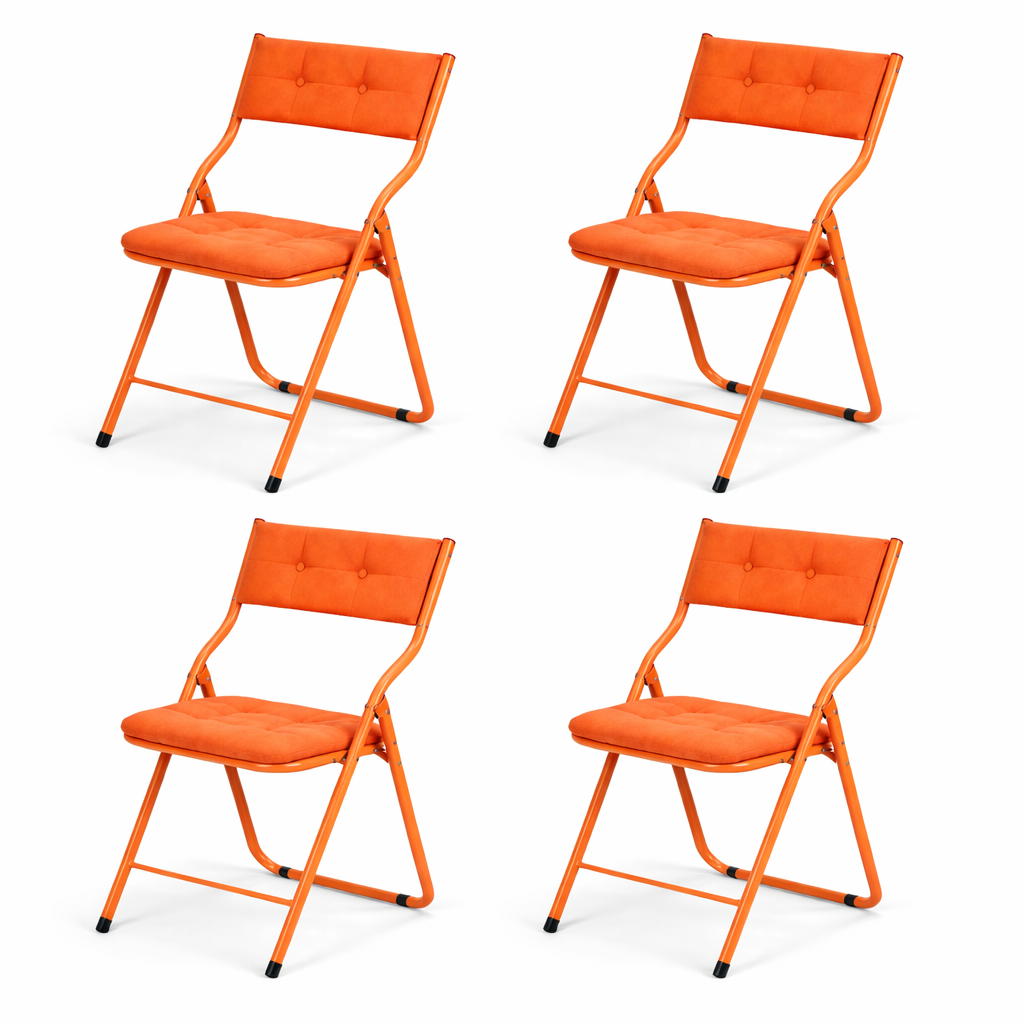 Qircuts Modern Fabric Folding Chair Set of 4