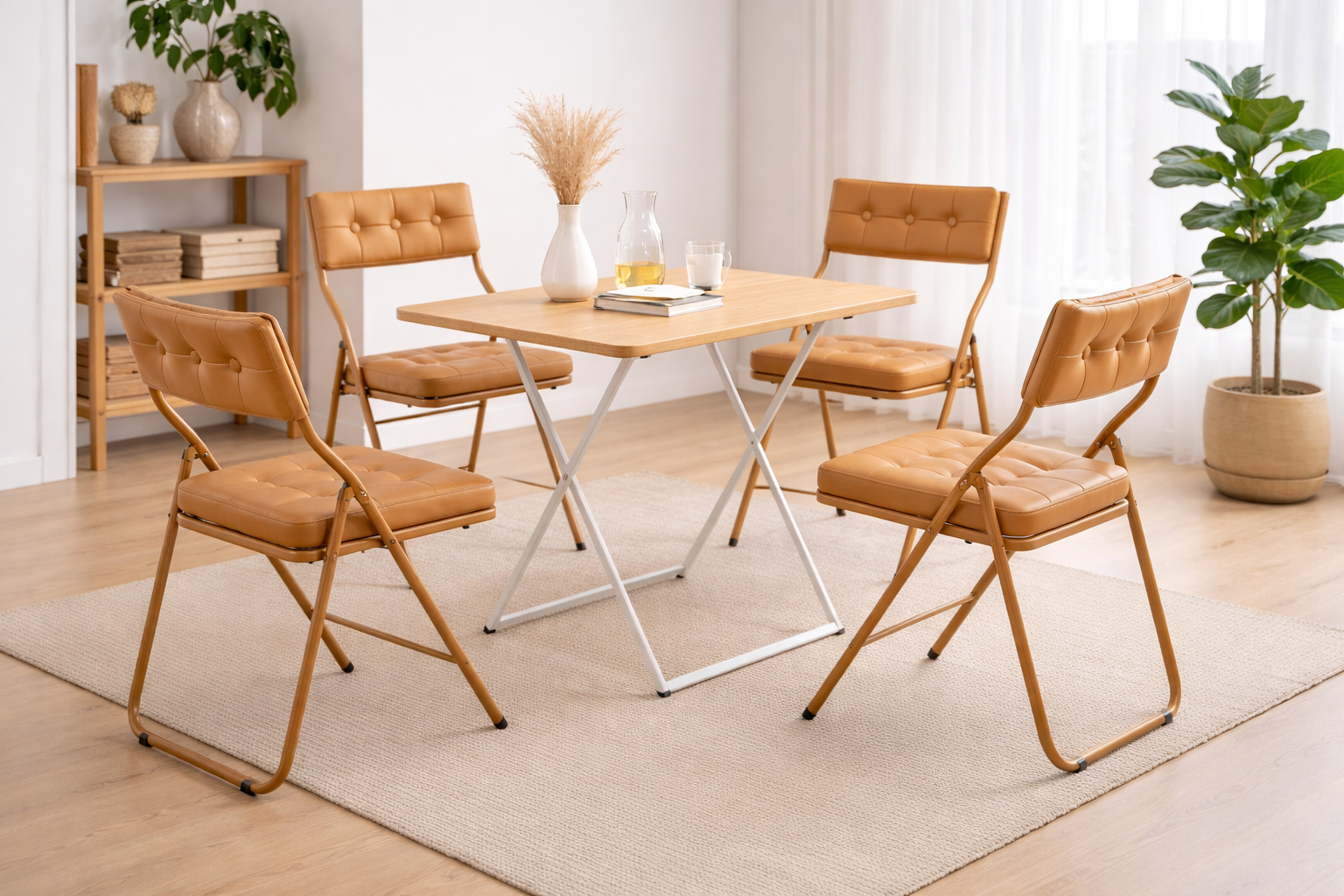 Qircuts Modern Fabric Folding Chair Set of 4
