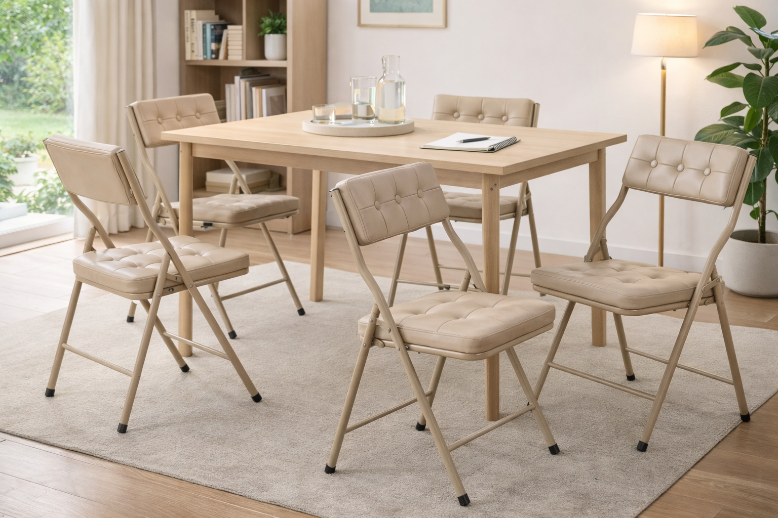 Qircuts Modern Fabric Folding Chair Set of 4