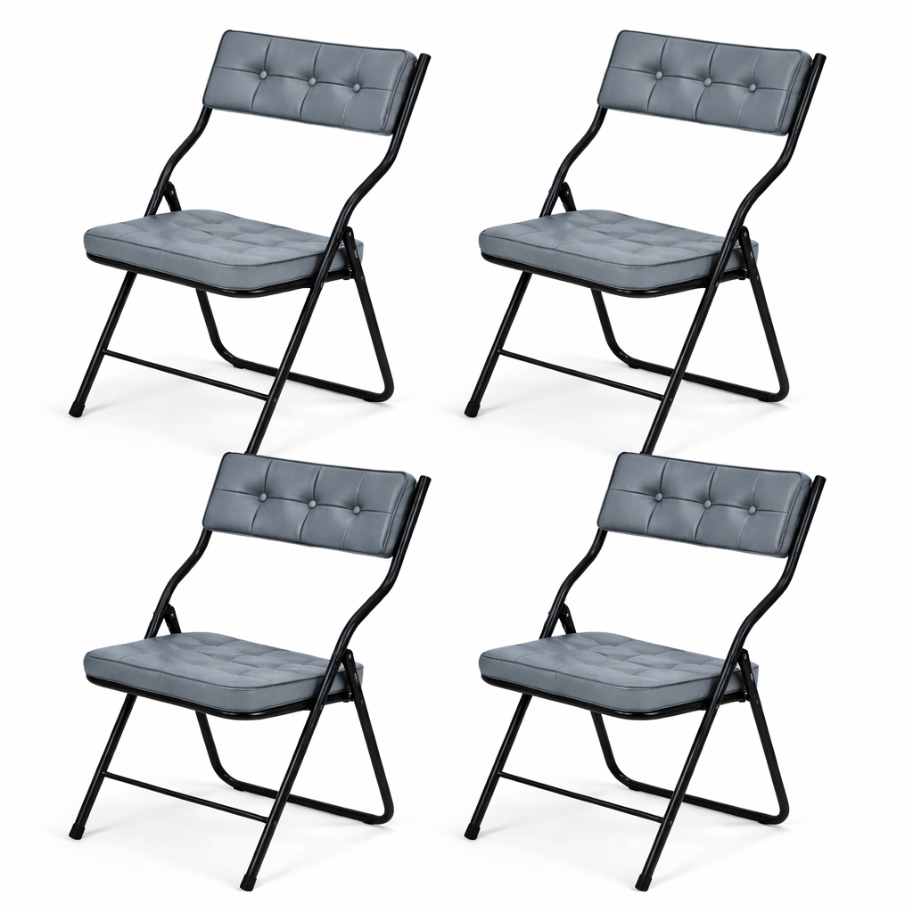 Qircuts Leather Modern Folding Chair Set of 4