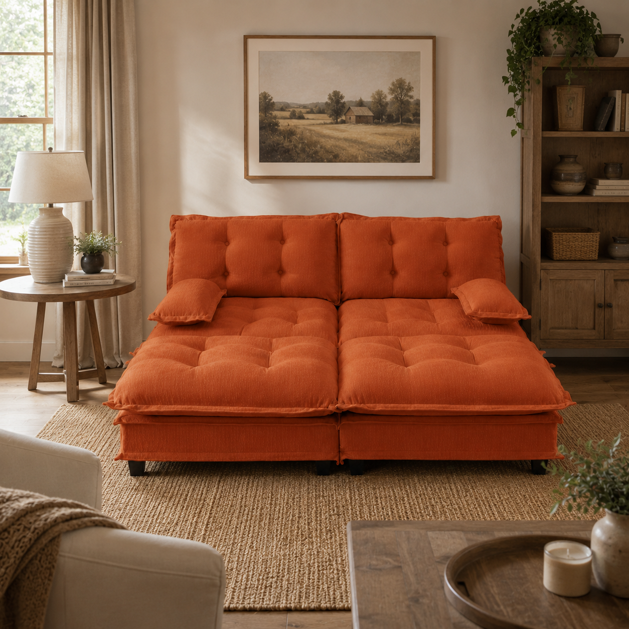 Chelsea 77" 4-Piece Cloud Tufted Chenille Modular Sofa Couch with Dual Ottomans