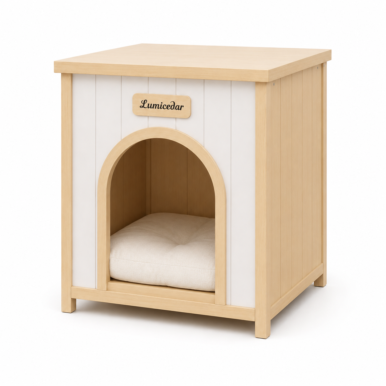 Riverview 21" Indoor Wood Pet House for Small Dogs & Cats with Cushion