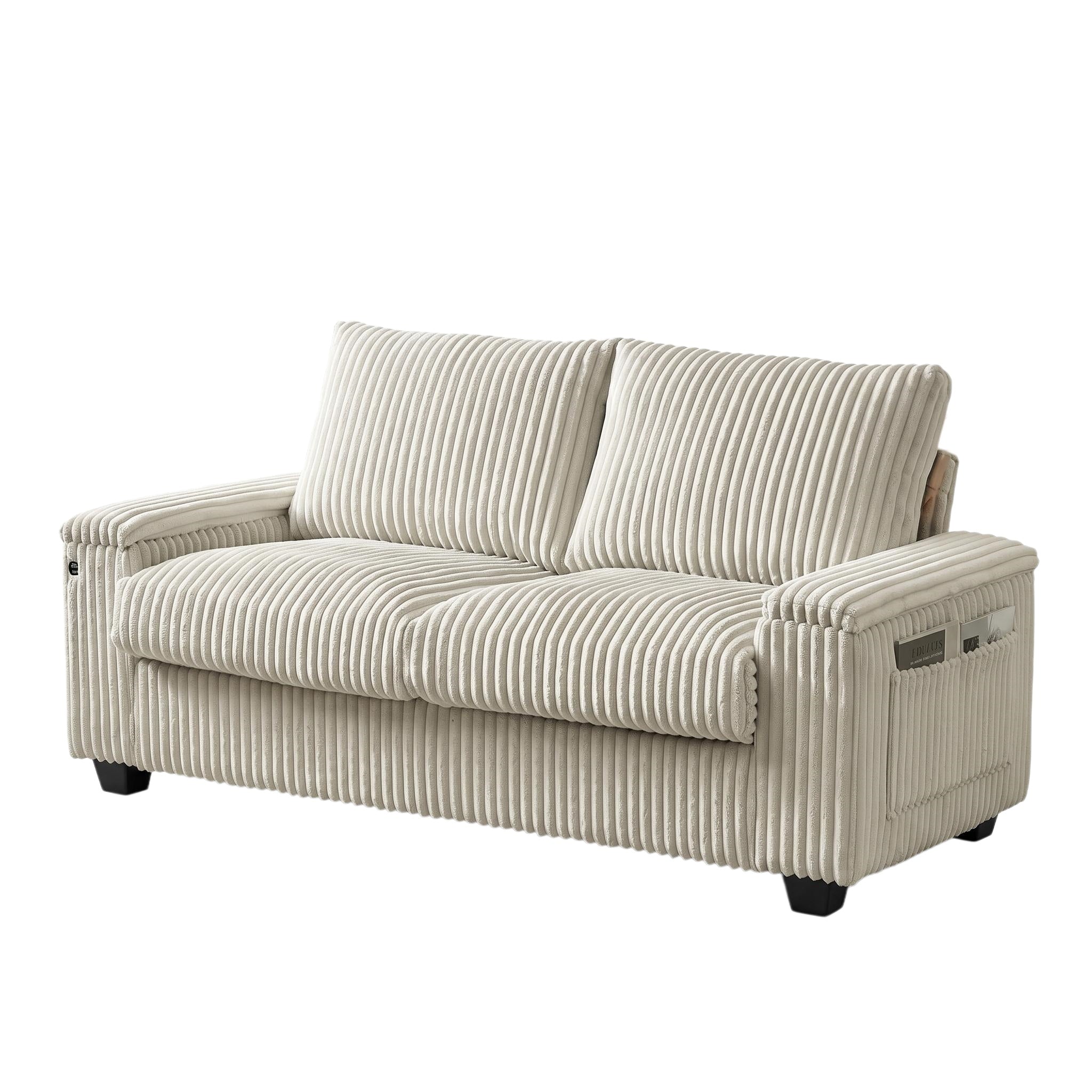 Brooklyn 71" Plush Corduroy Loveseat Sofa with Storage Armrests and USB Port
