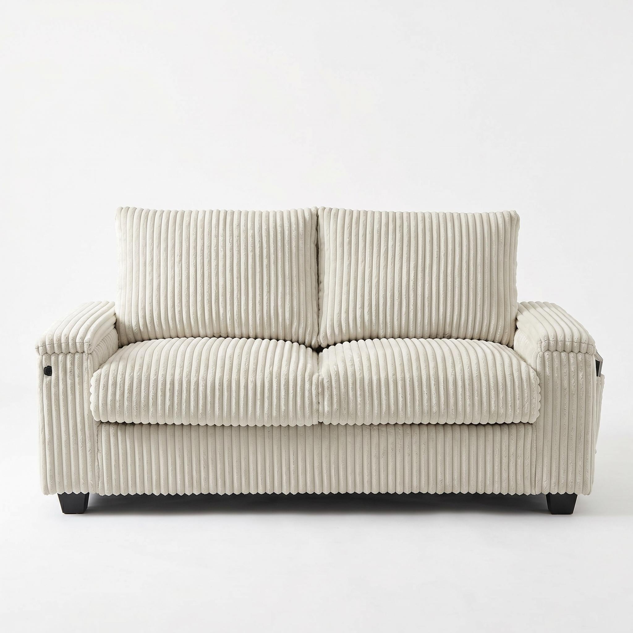 Brooklyn 71" Plush Corduroy Loveseat Sofa with Storage Armrests and USB Port
