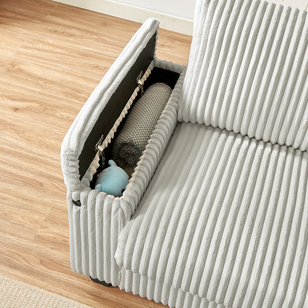 Brooklyn 71" Plush Corduroy Loveseat Sofa with Storage Armrests and USB Port