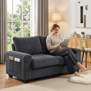 Brooklyn 71" Plush Corduroy Loveseat Sofa with Storage Armrests and USB Port