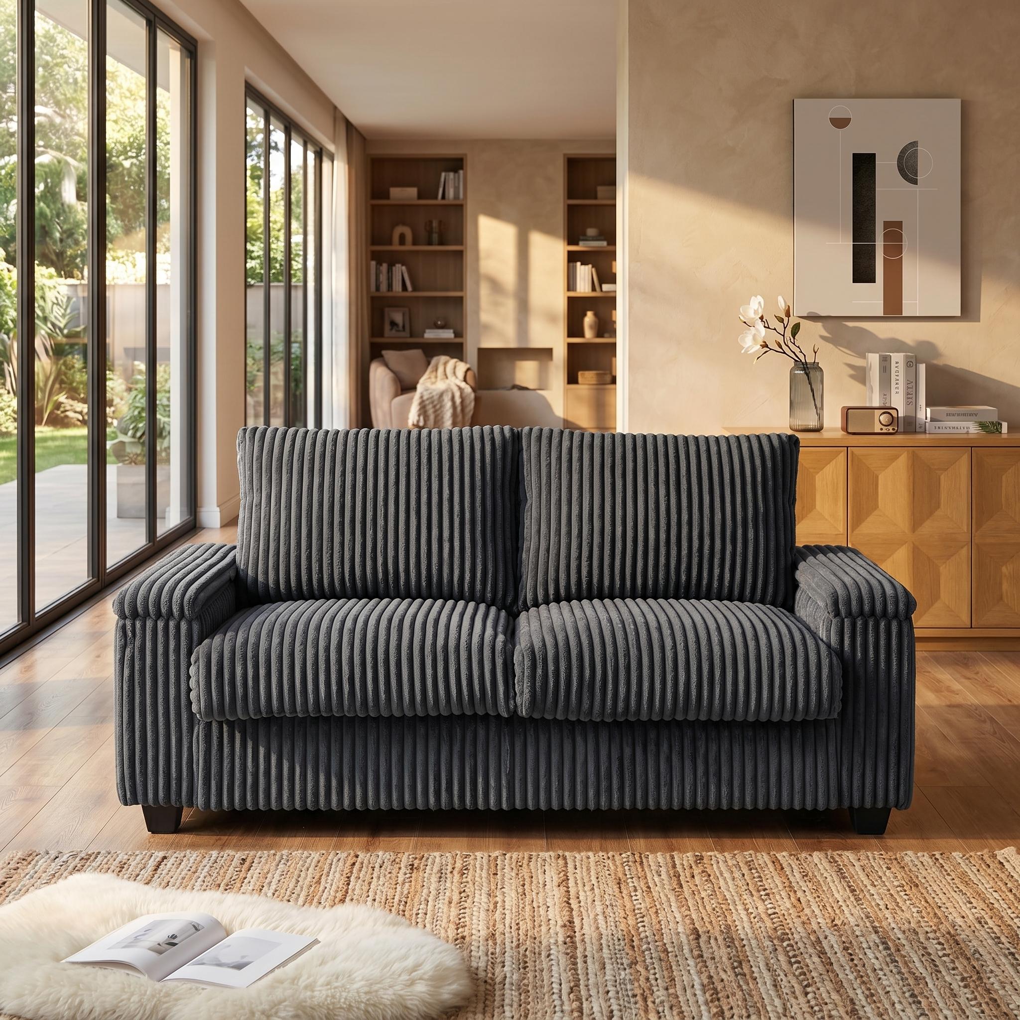 Brooklyn 71" Plush Corduroy Loveseat Sofa with Storage Armrests and USB Port