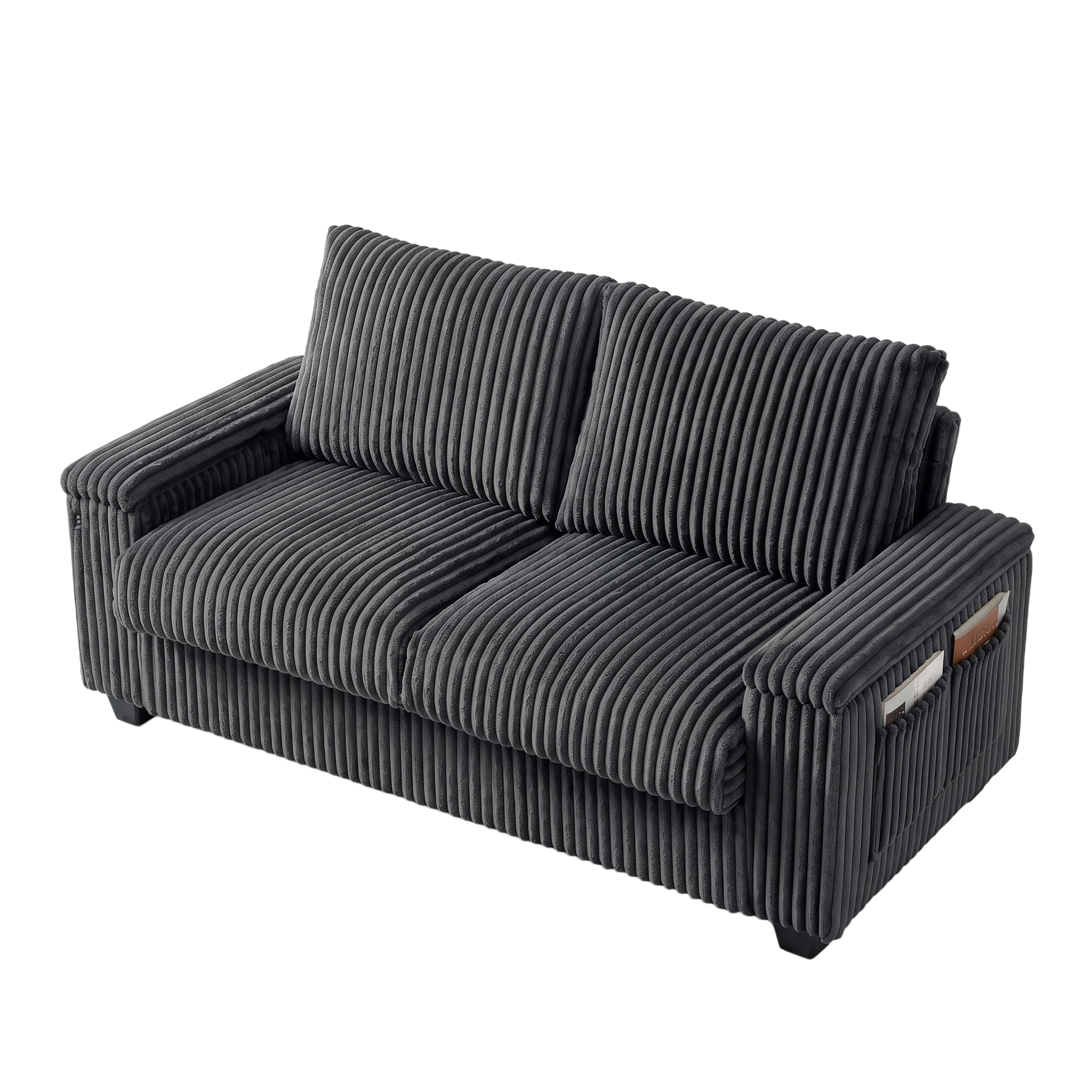 Brooklyn 71" Plush Corduroy Loveseat Sofa with Storage Armrests and USB Port