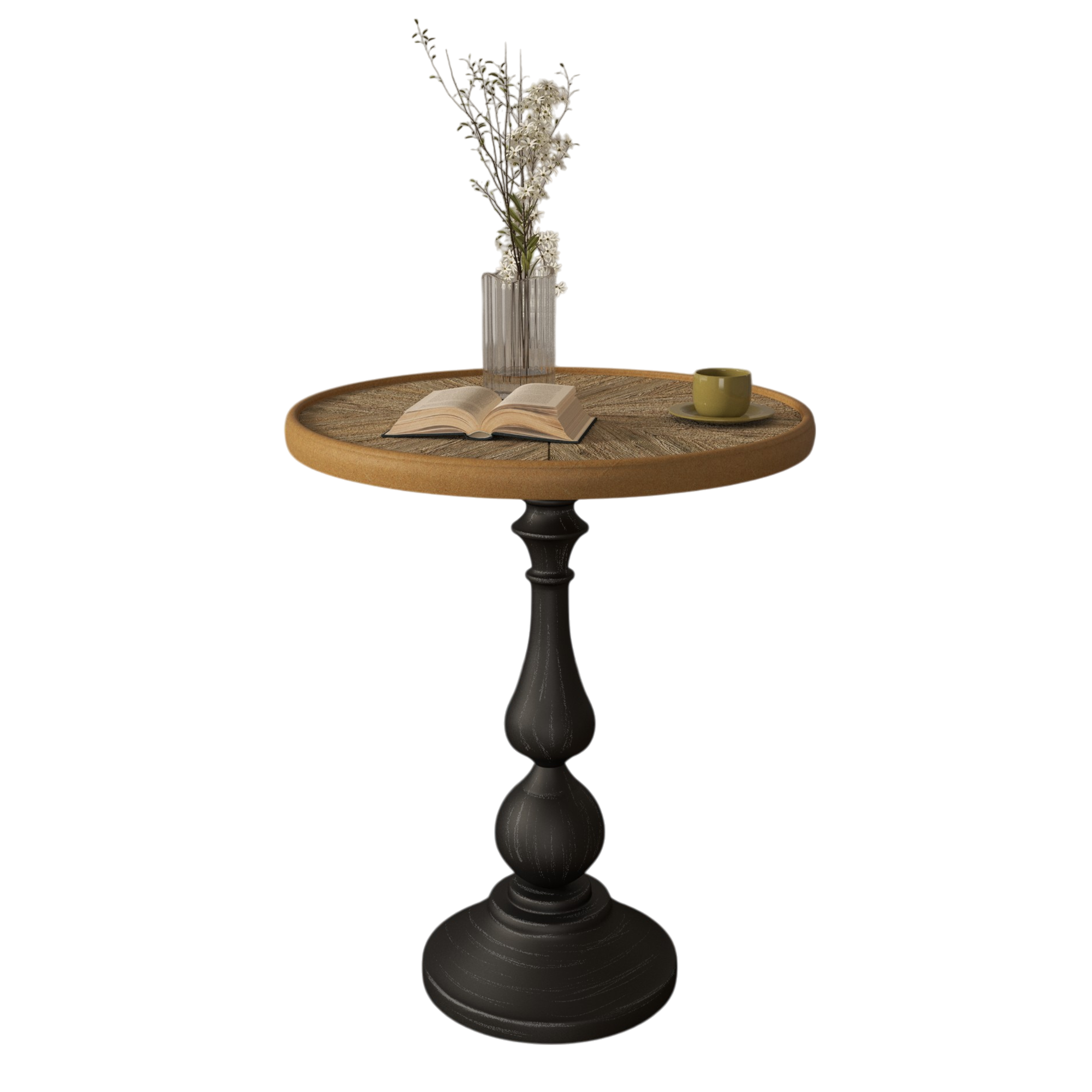 Colmar 19.9" Round Pedestal End Table with Wood Top