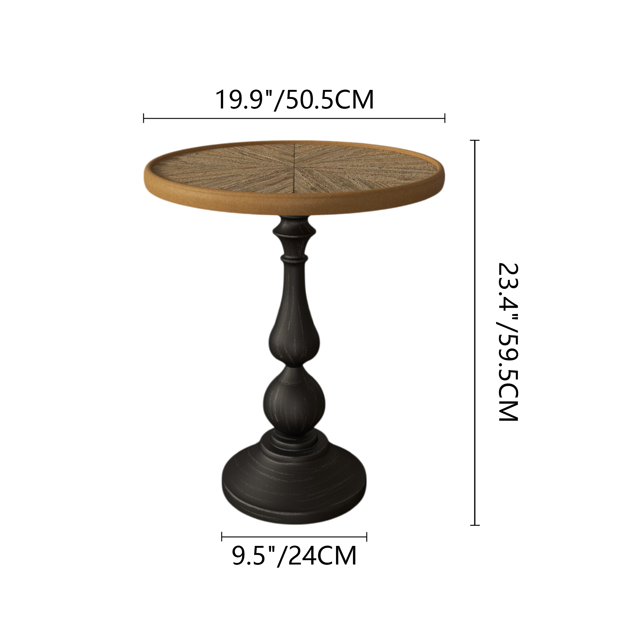 Colmar 19.9" Round Pedestal End Table with Wood Top