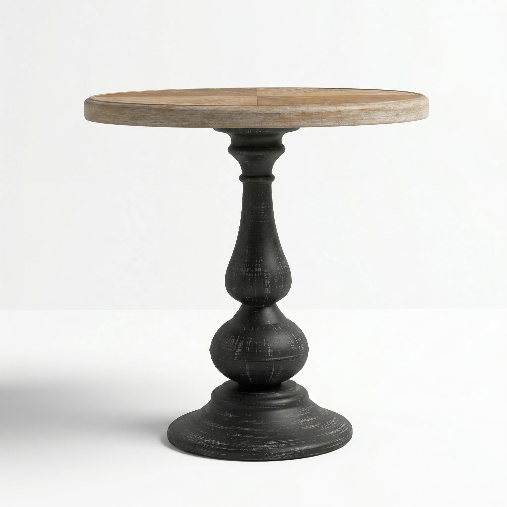 Colmar 19.9" Round Pedestal End Table with Wood Top