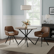 Fontana 3 Piece Walnut & California Upholstered Dining Set, Suede Brown