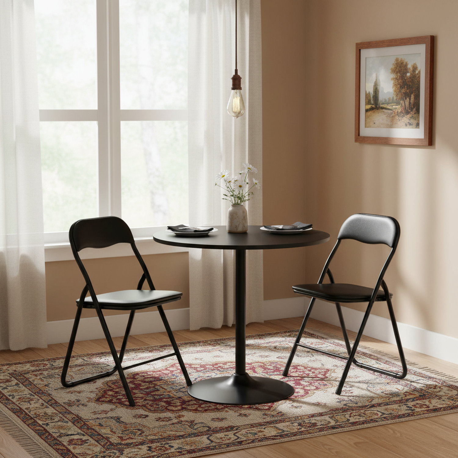 Clift 3 Piece Black & Mango Dining Set