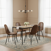 Milliken 5 Piece Walnut & California Upholstered Dining Set, Sude Brown