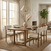 Cordillera 5-Piece 72" Wood Dining Table Set with Sherpa Upholstered Chairs