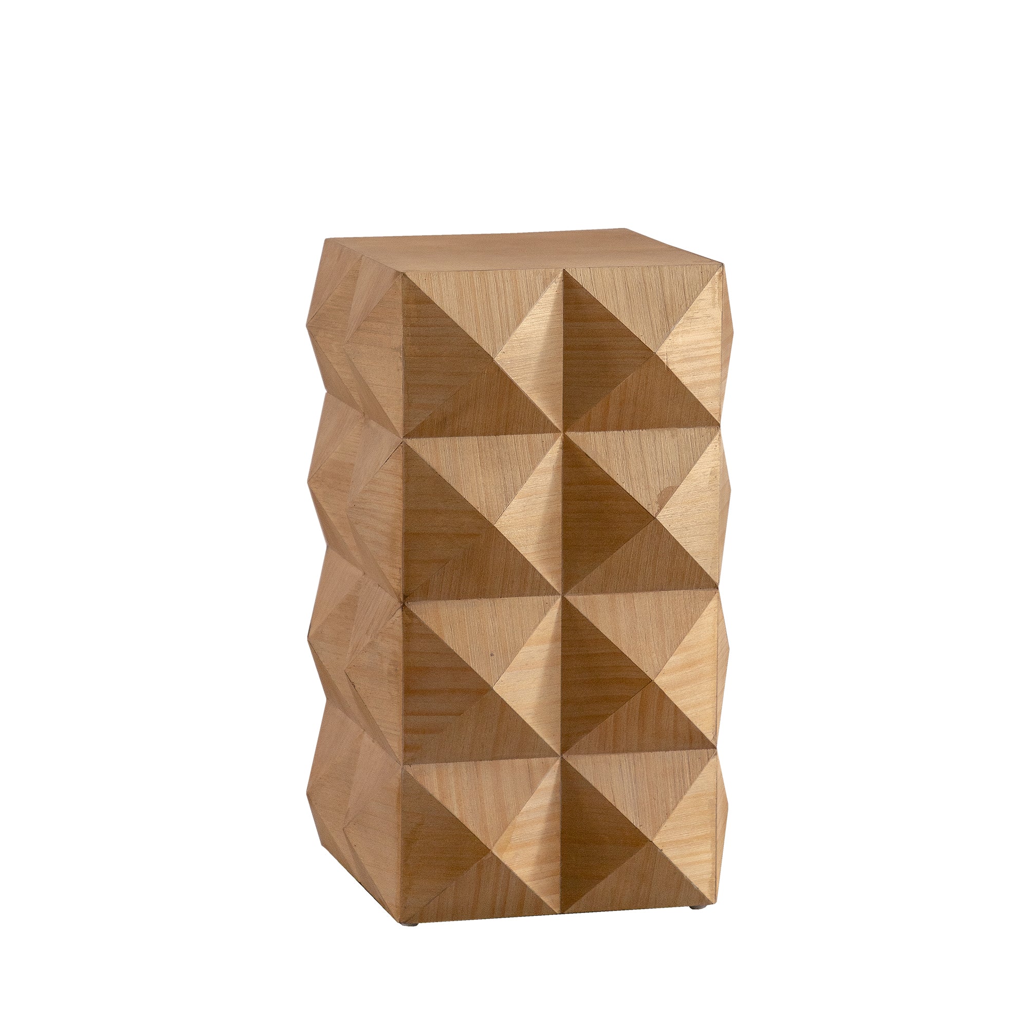 Crema Modern Geometric Wood Side Table Natural End Table