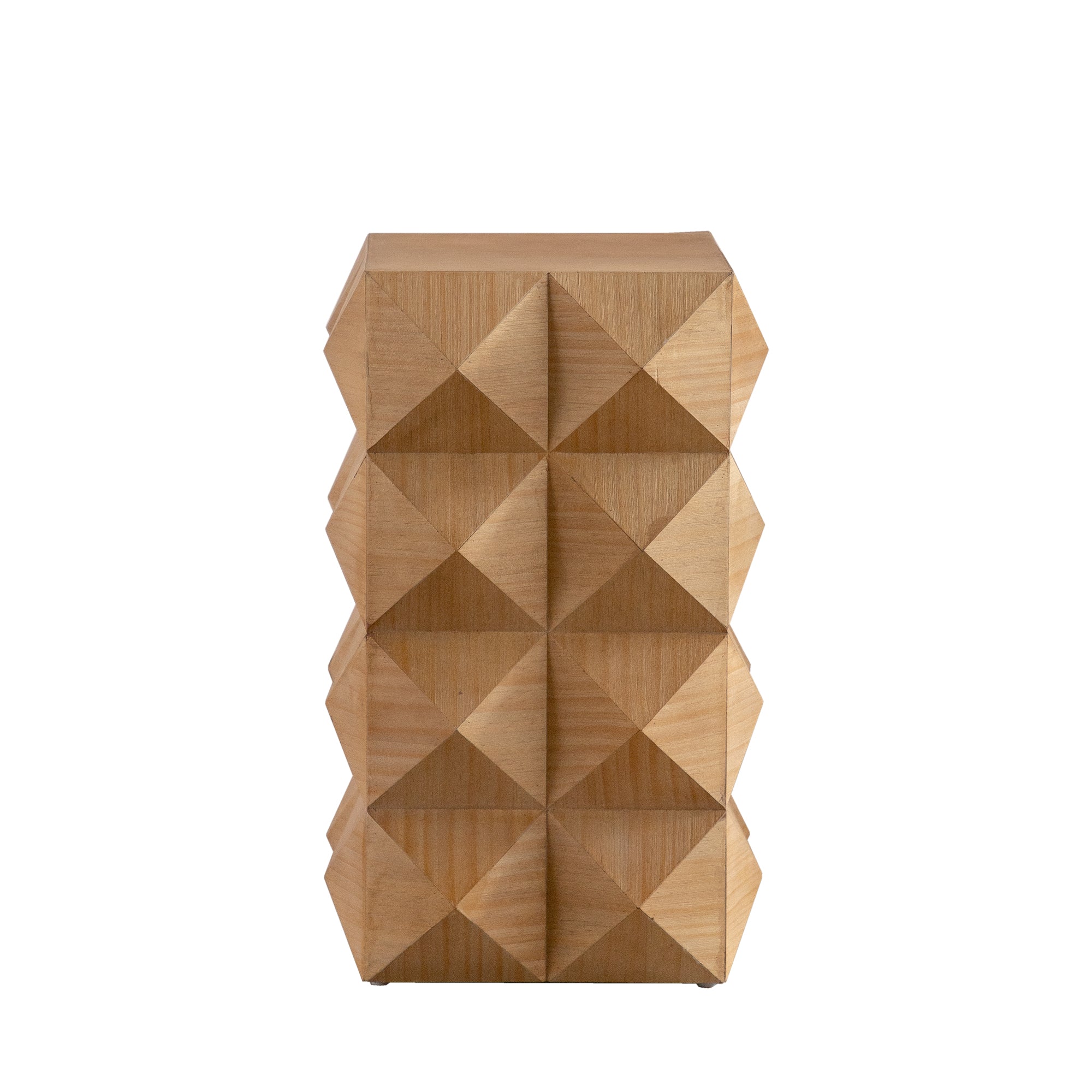 Crema Modern Geometric Wood Side Table Natural End Table