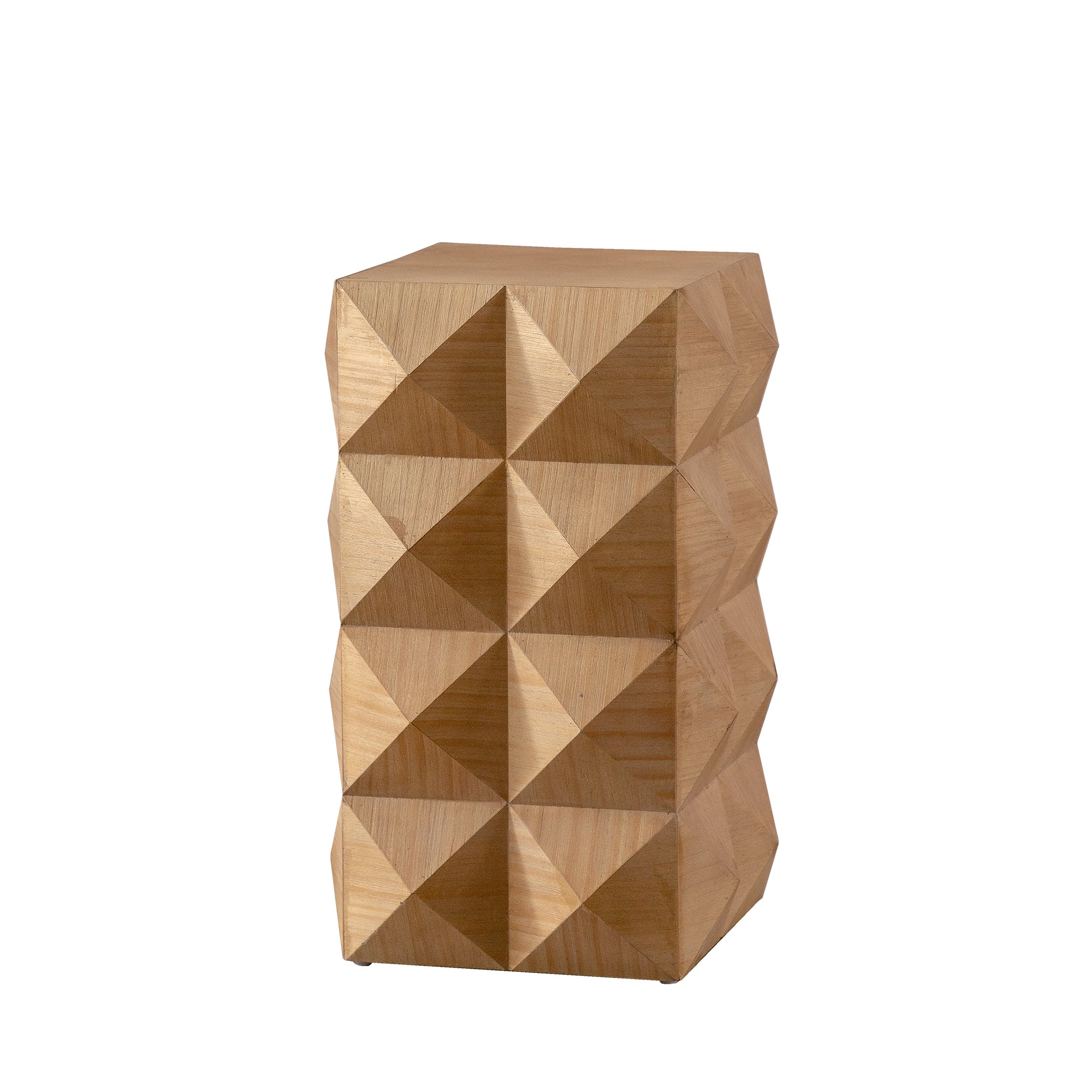 Crema Modern Geometric Wood Side Table Natural End Table