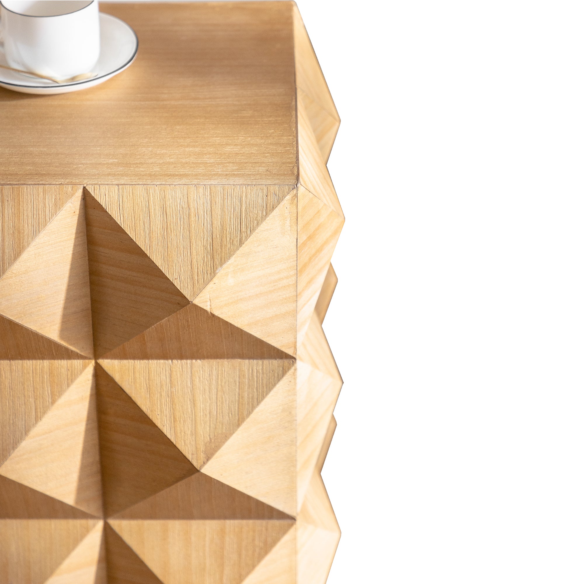 Crema Modern Geometric Wood Side Table Natural End Table