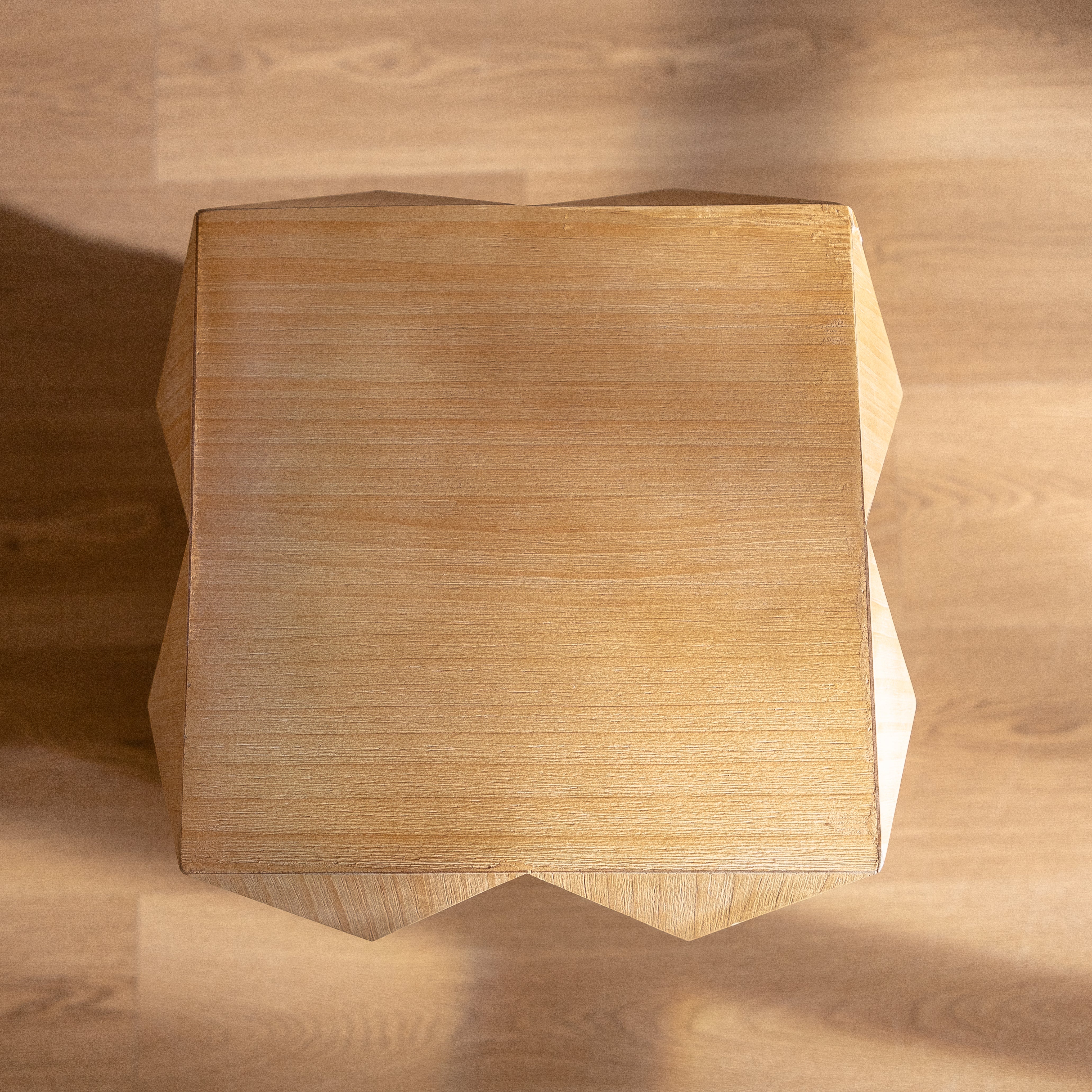 Crema Modern Geometric Wood Side Table Natural End Table