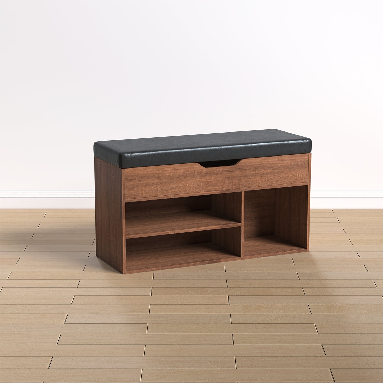 Homy Casa ERNEST 31.5” BROWN Shoe Storage Bench Open Box