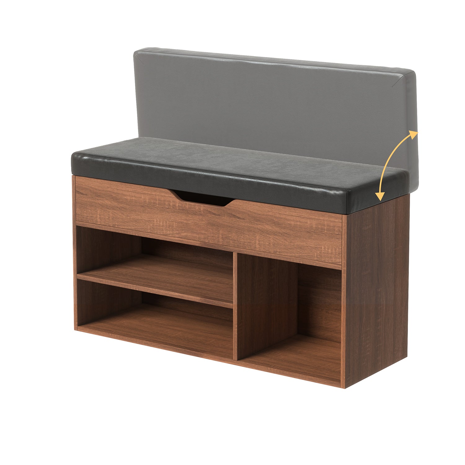 Homy Casa ERNEST 31.5” BROWN Shoe Storage Bench Open Box