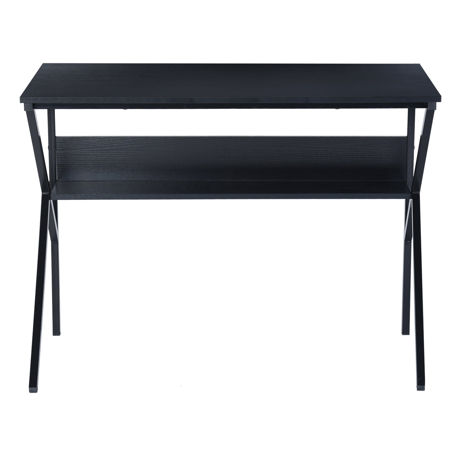 Homy Casa Dakota 40" Study Writing Table with Storage Shelf,Black