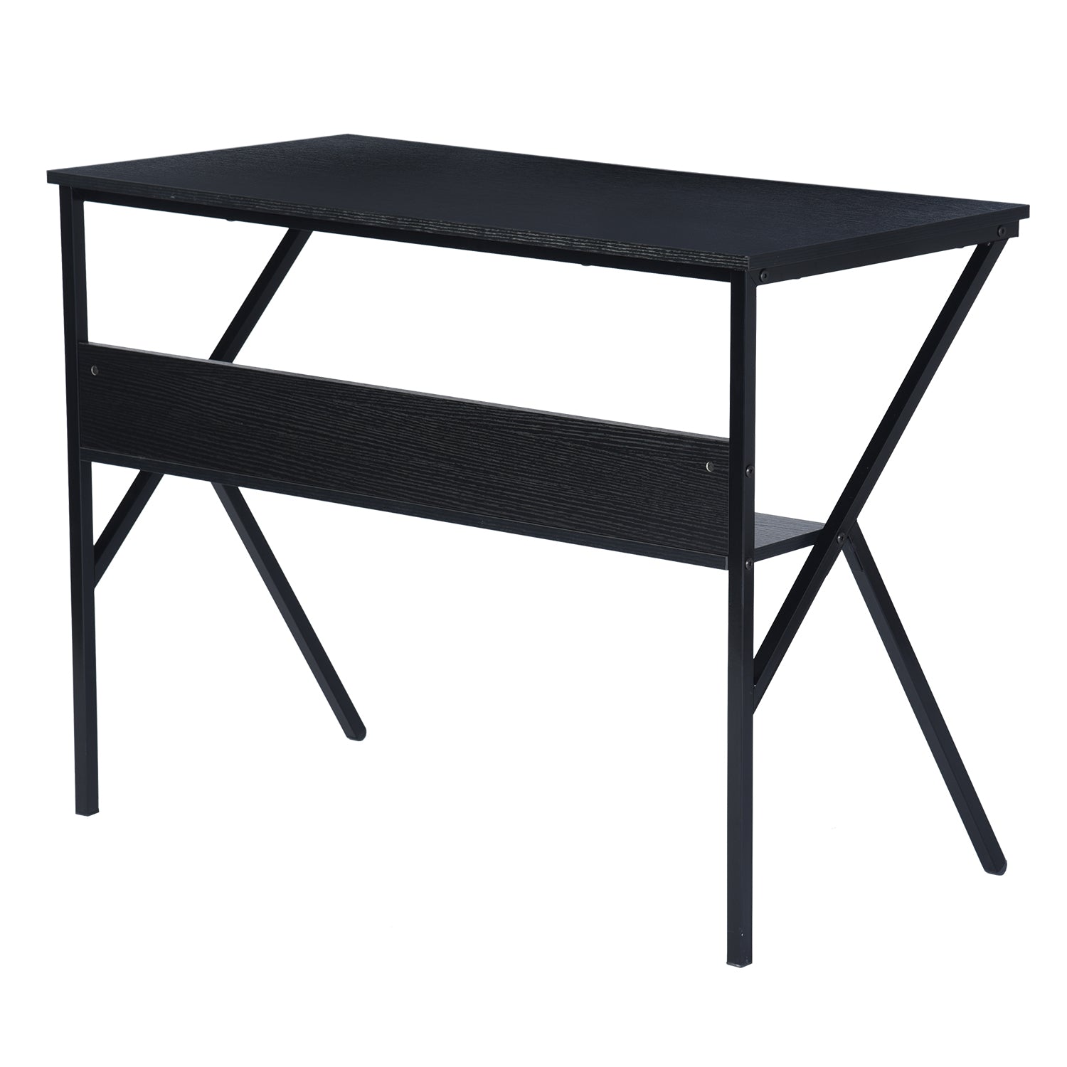 Homy Casa Dakota 40" Study Writing Table with Storage Shelf,Black
