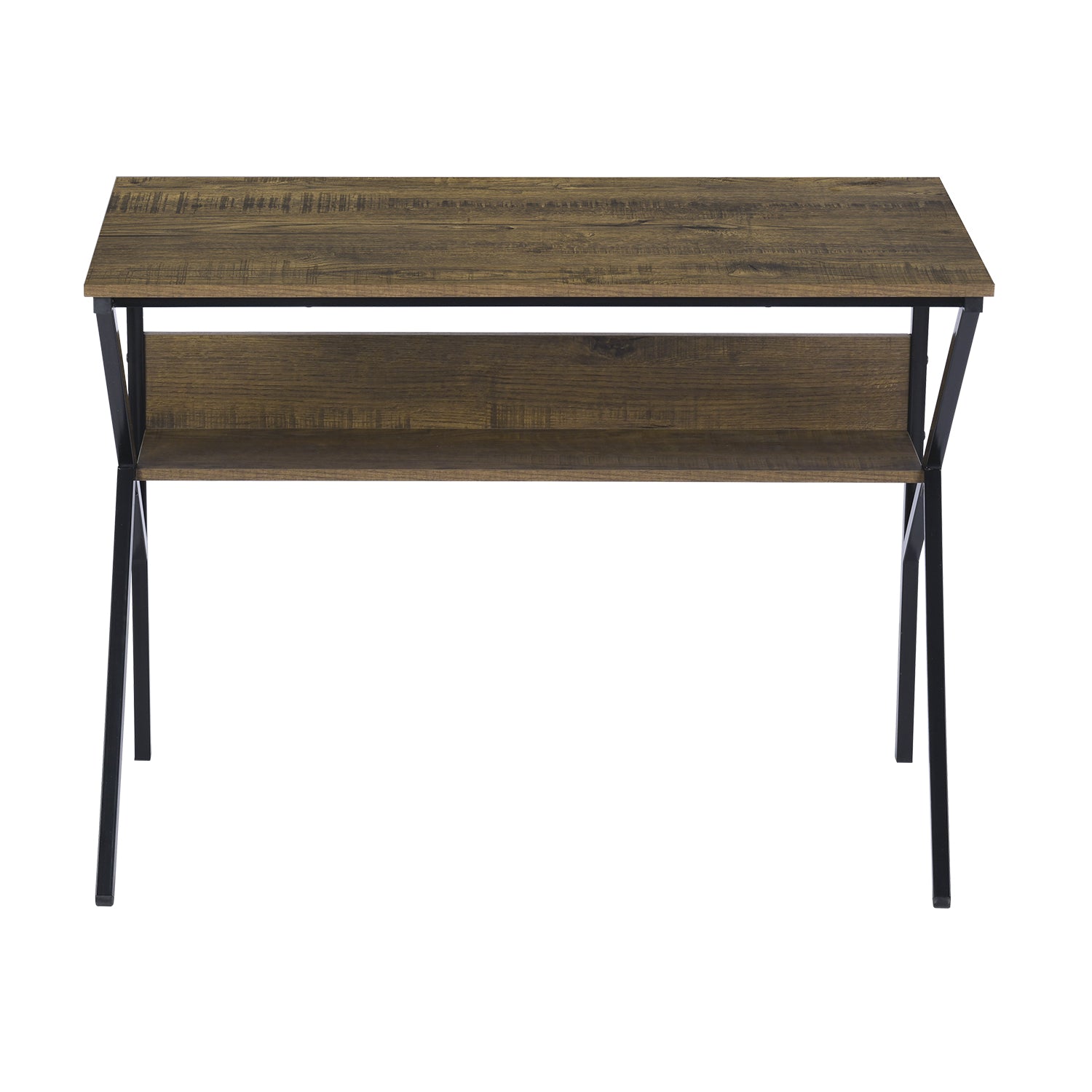 Homy Casa Dakota 40" Study Writing Table with Storage Shelf,Brown