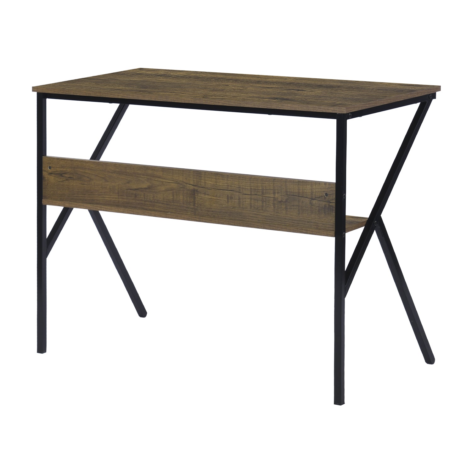 Homy Casa Dakota 40" Study Writing Table with Storage Shelf,Brown