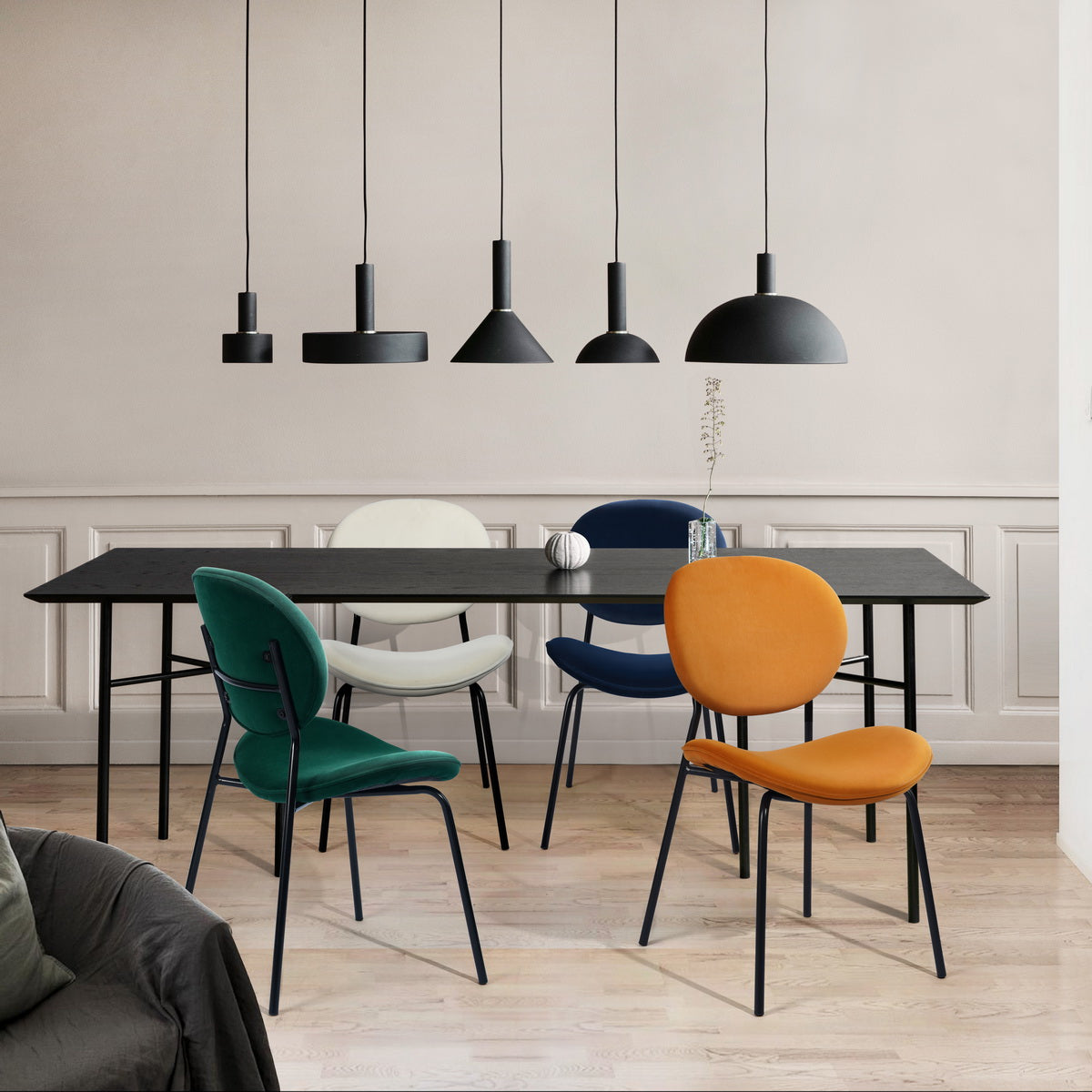 Homy Casa Darida Modern Velvet Dining Chair Set of 4, Frost Green, Open Box